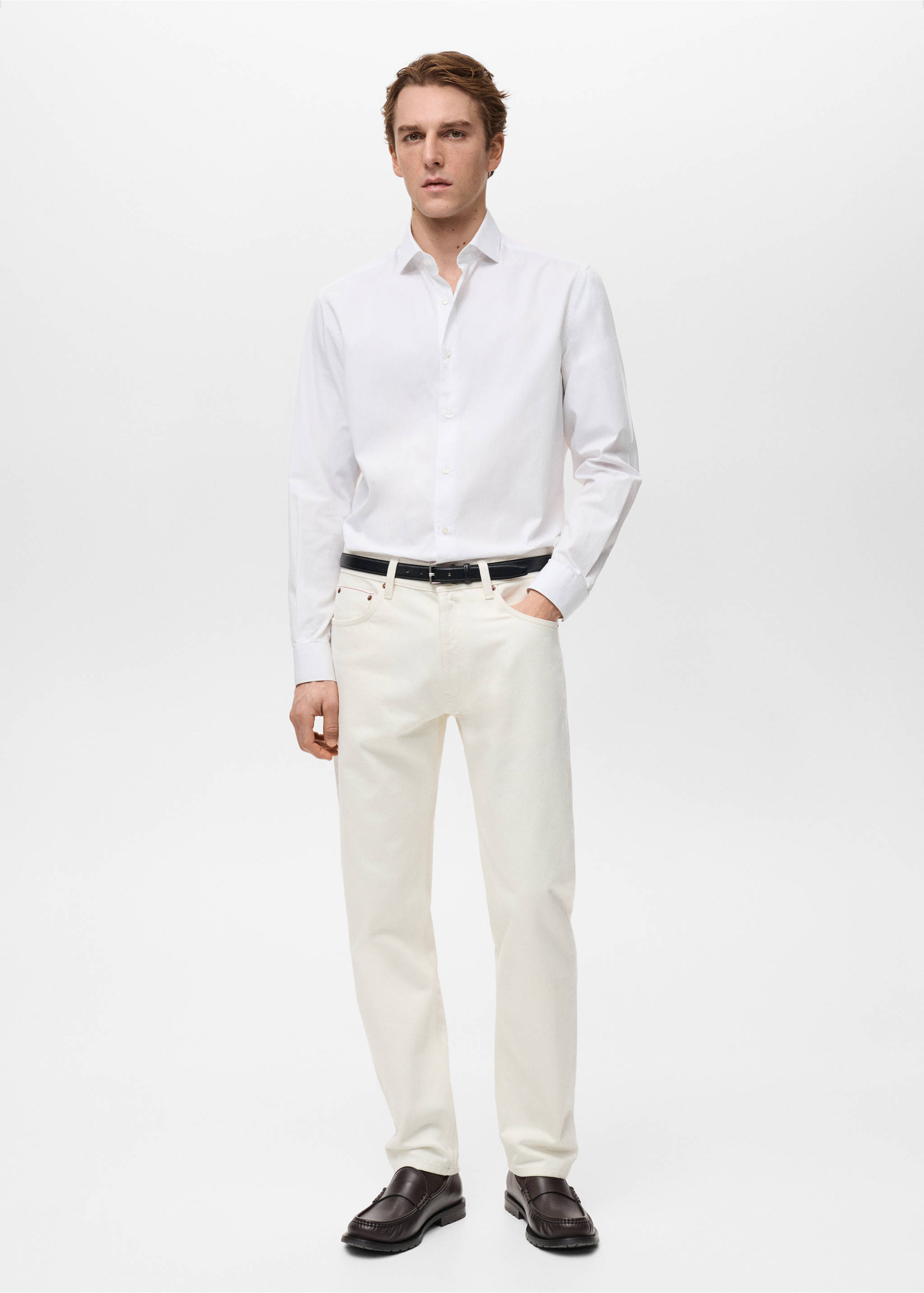 100% cotton striped shirt - General plane, White. Ref: 87004411-00.