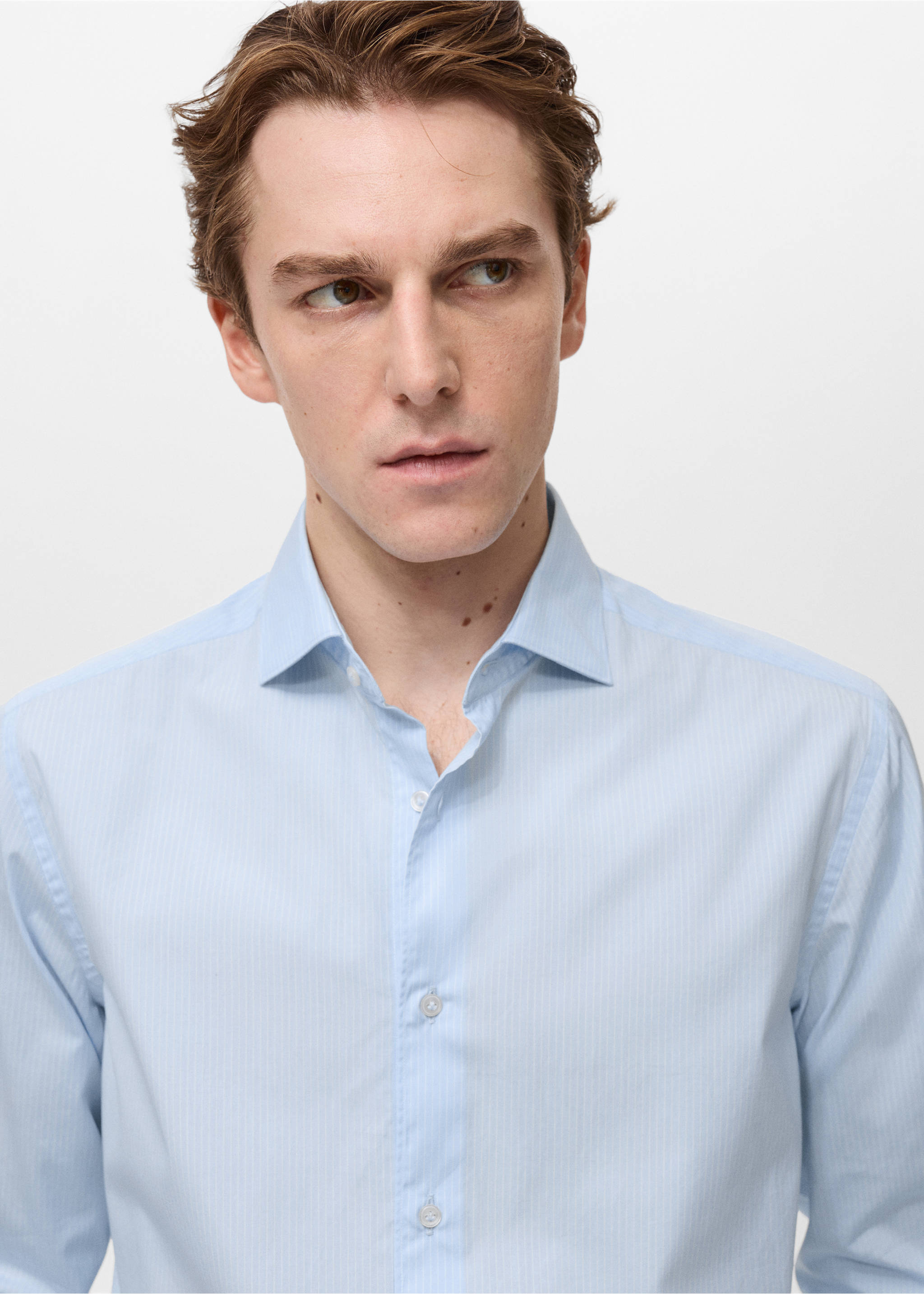 Chemise 100 % coton rayures - Détail de l'article 1, Bleu ciel. Ref: 87004411-00.