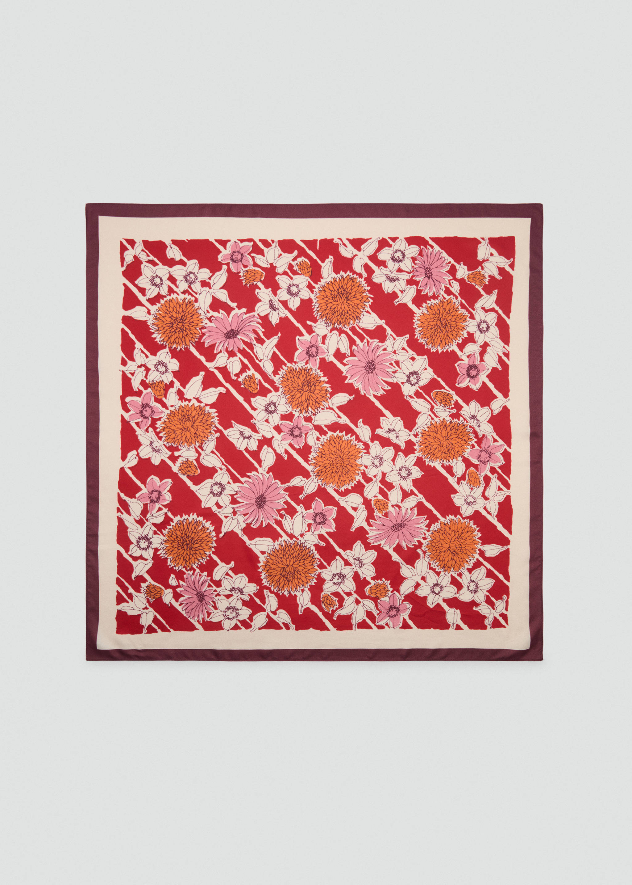 Floral satin scarf - Article without model