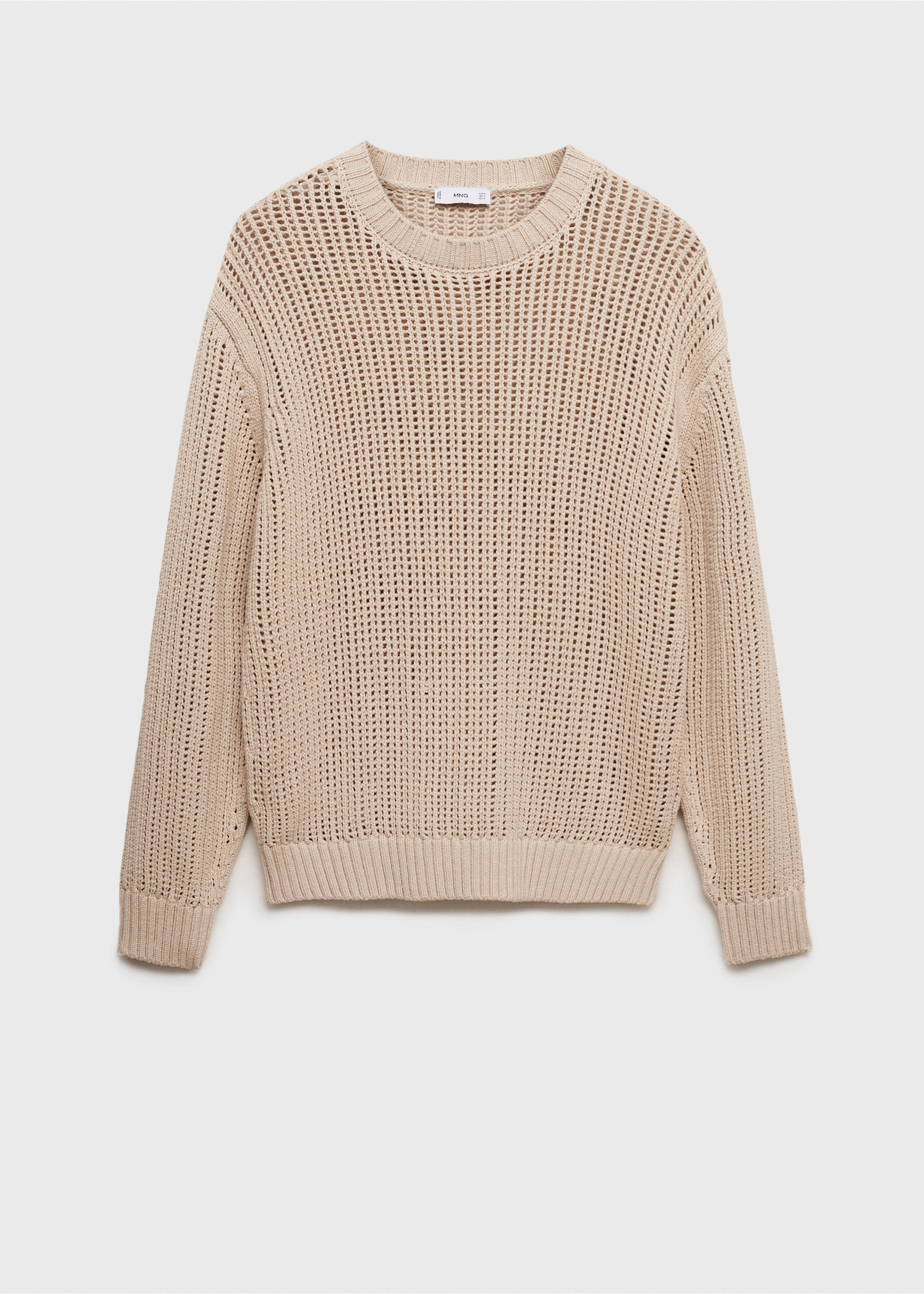 100% cotton openwork knitted sweater - Article without model, Beige. Ref: 87004414-00.