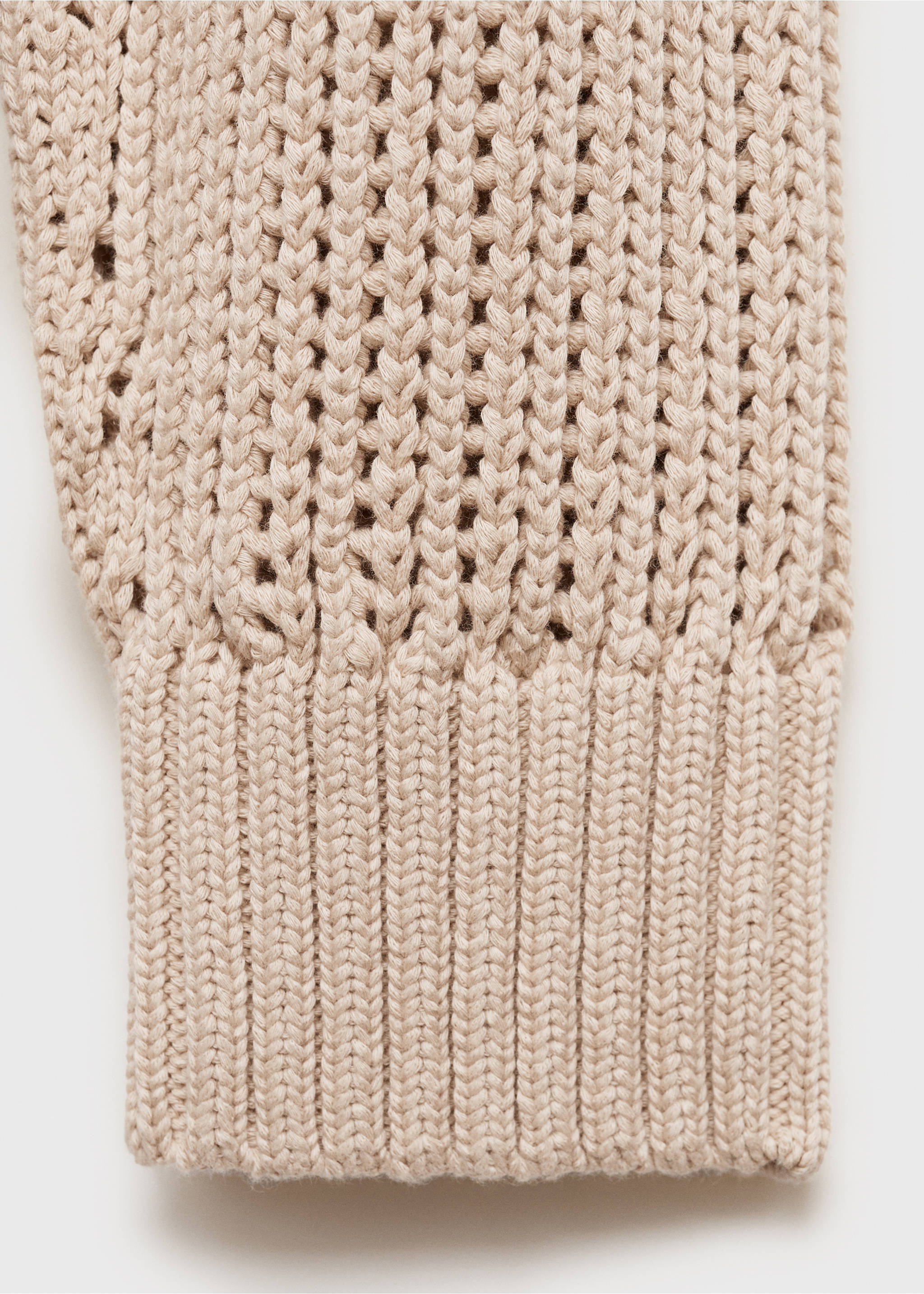 100% cotton openwork knitted sweater - Details of the article 0, Beige. Ref: 87004414-00.