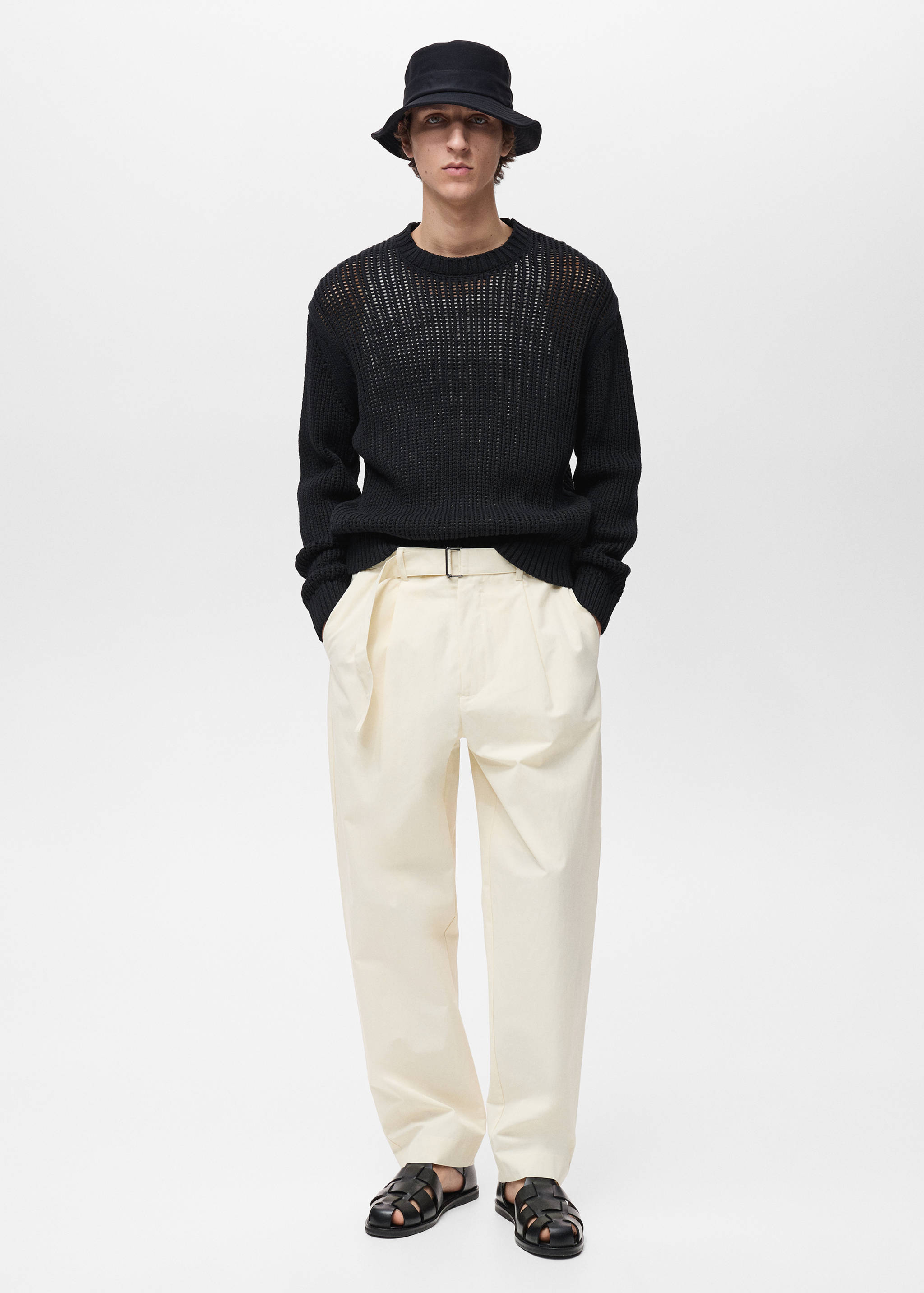 100% cotton openwork knitted sweater - General plane