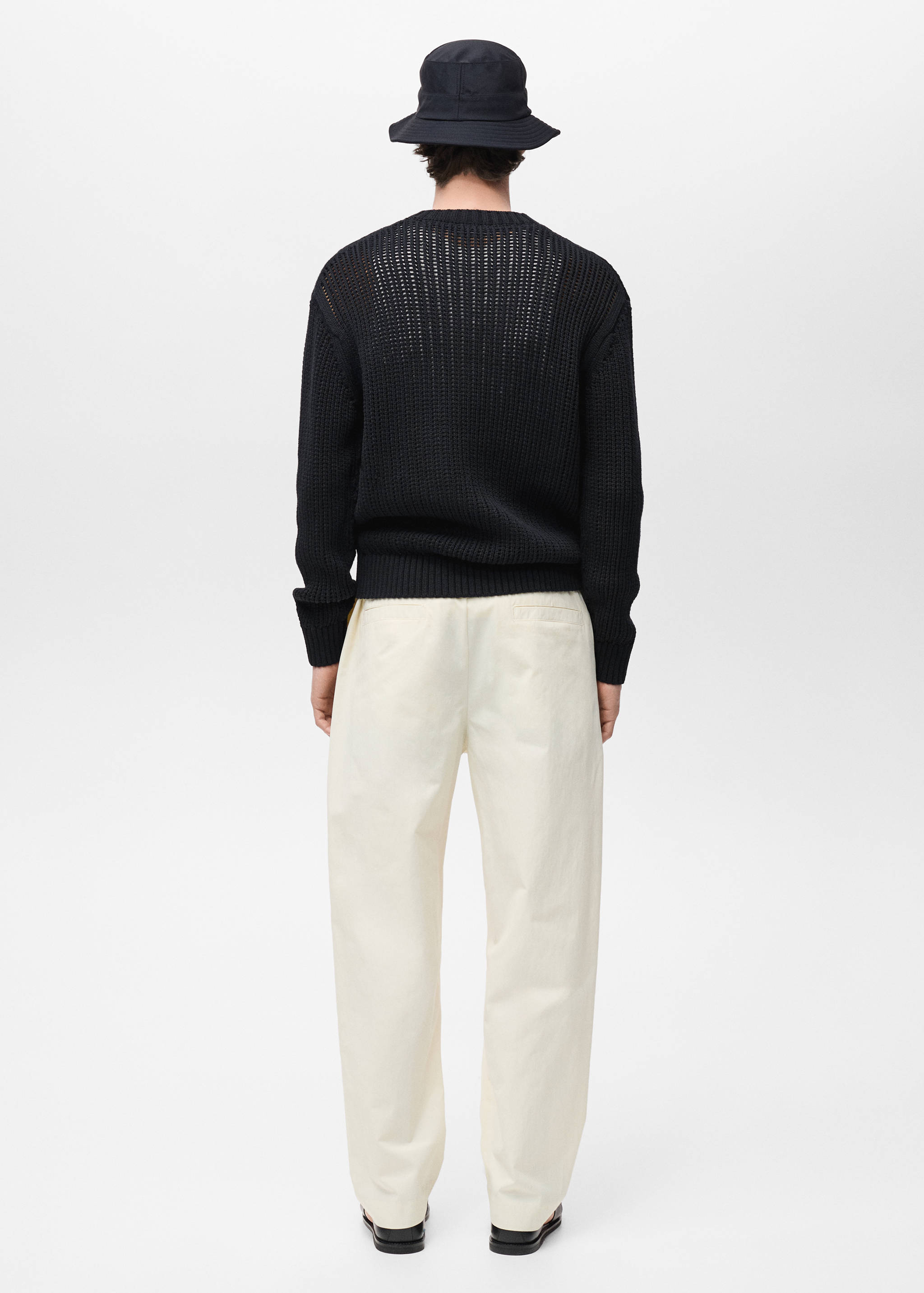 100% cotton openwork knitted sweater - Reverse of the article