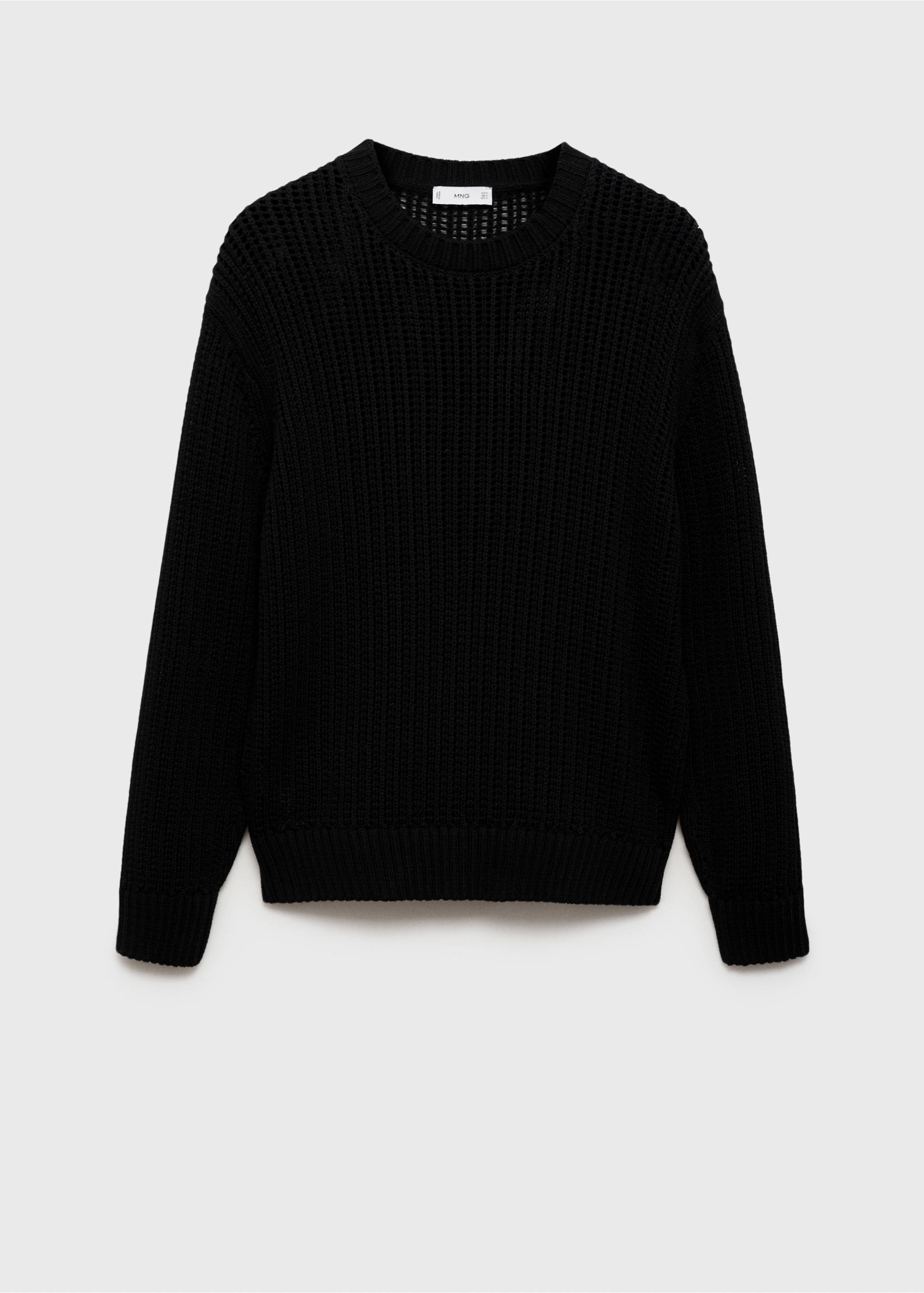 100% cotton openwork knitted sweater - Article without model, Black. Ref: 87004414-00.