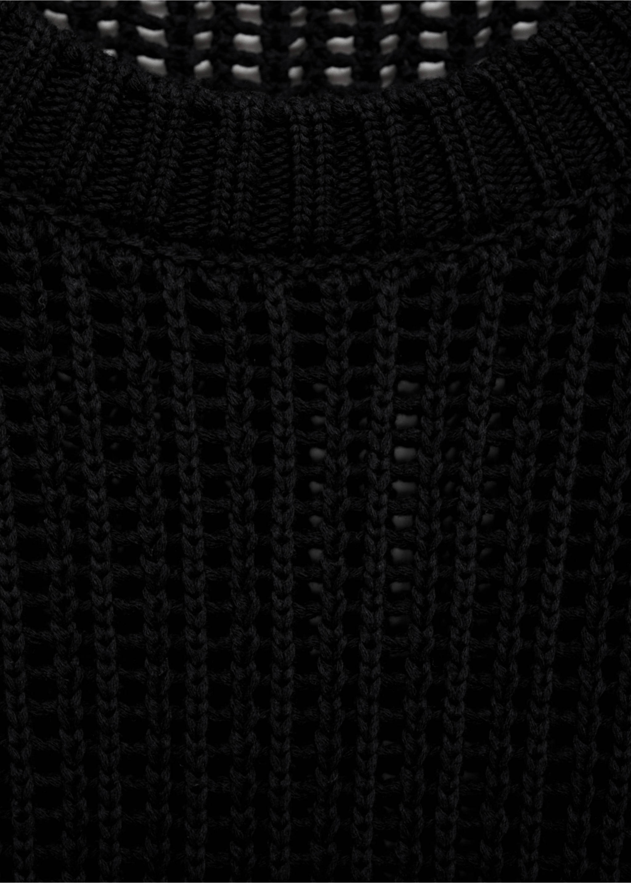 100% cotton openwork knitted sweater - Details of the article 0, Black. Ref: 87004414-00.