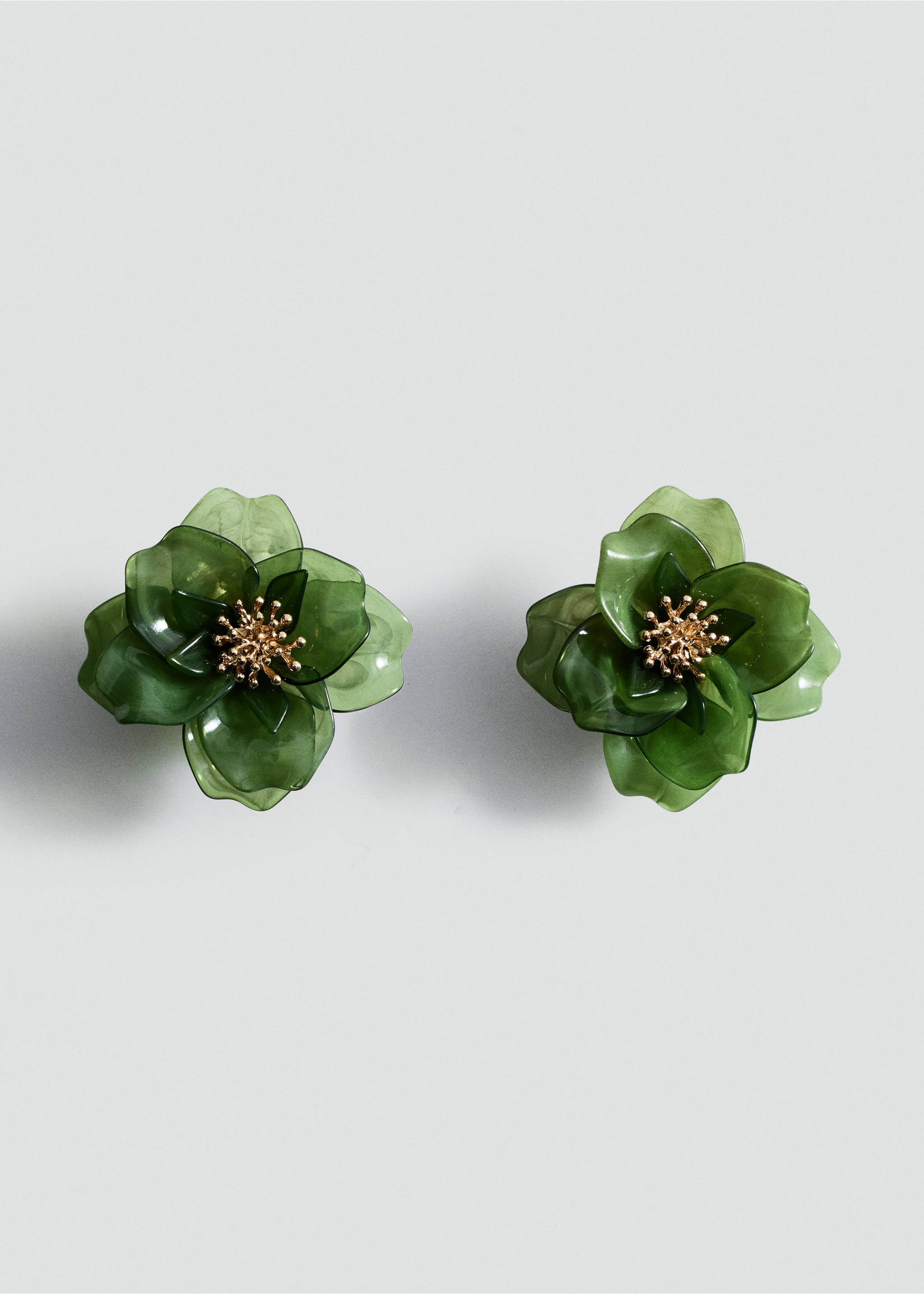 Floral earrings - Article without model, Pastel Green. Ref: 87004422-00.