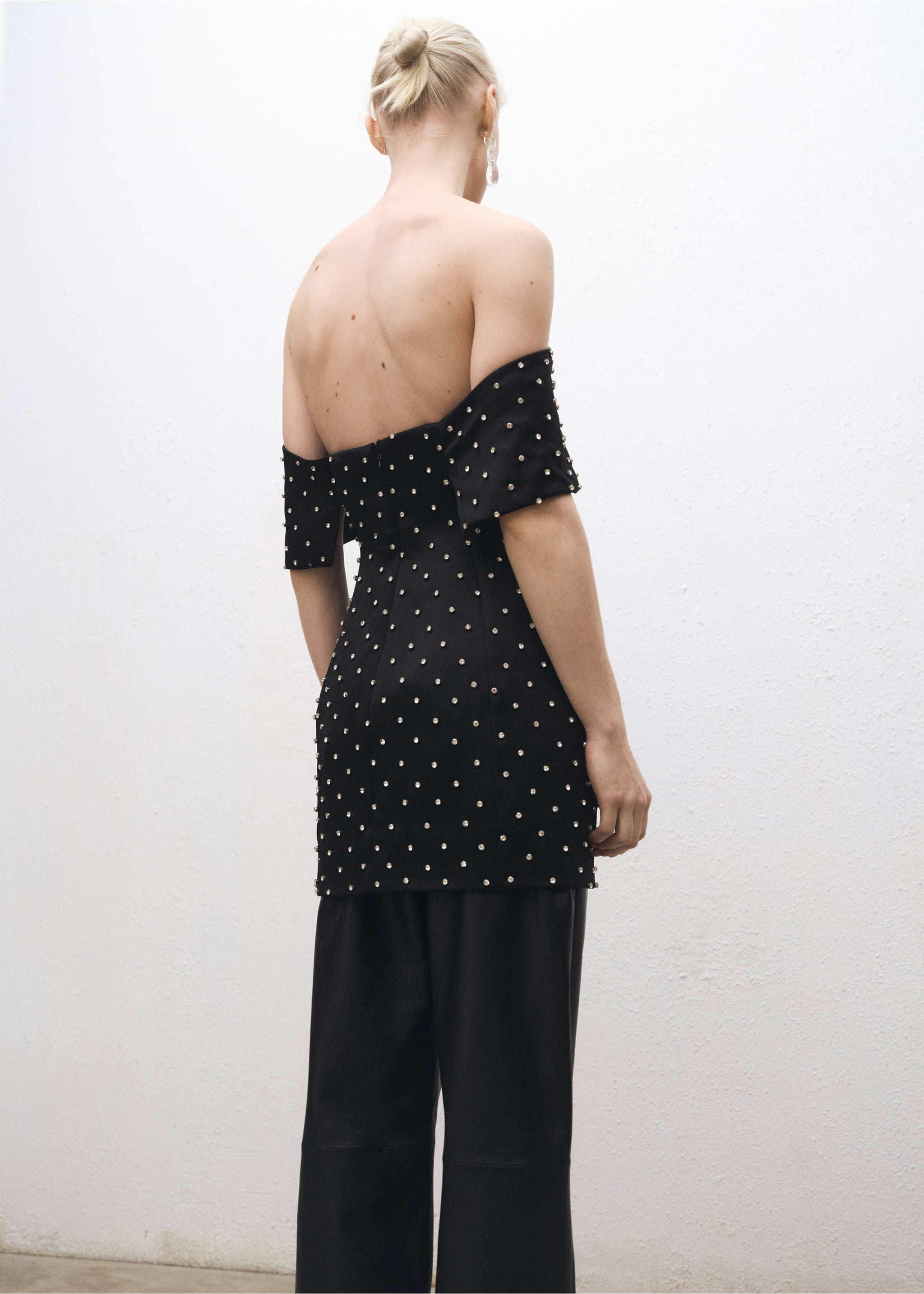 Vestit paraula d'honor aplics brillants - Revers de l'article, Negre. Ref: 87004428-00.