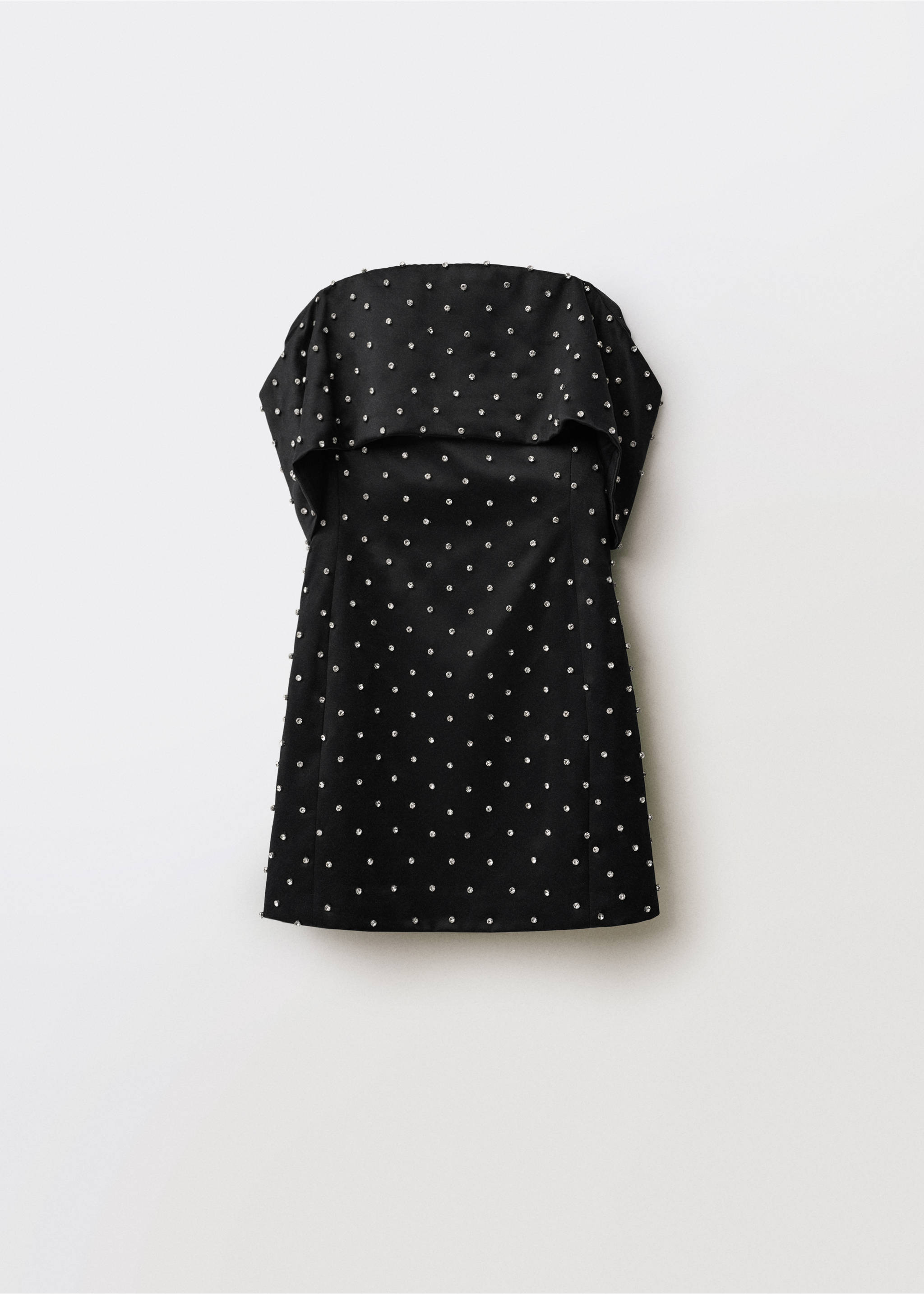 Schulterfreies Kleid mit Glitzer-Applikationen - Artikel ohne Model, Schwarz. Ref: 87004428-00.