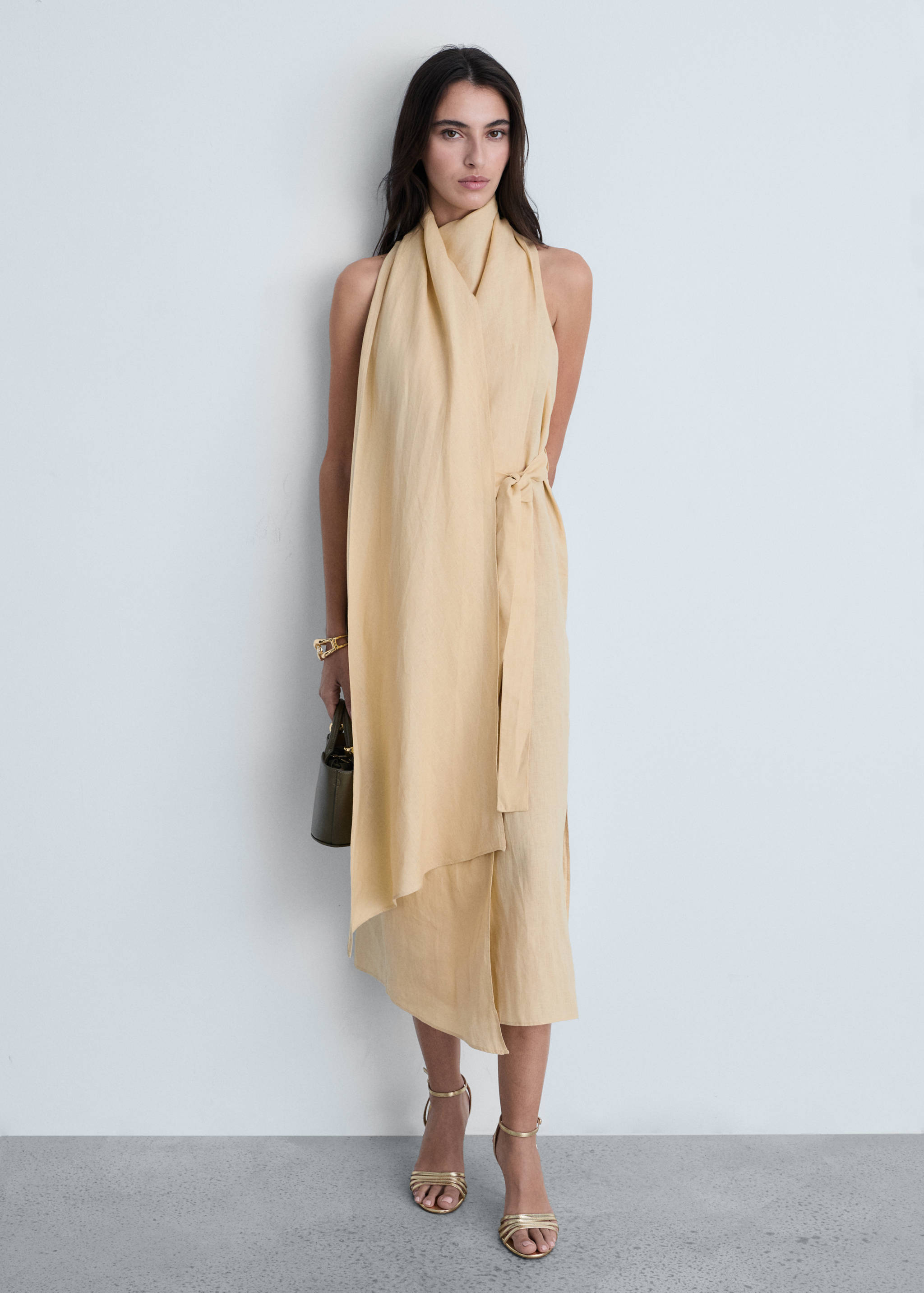 Belt linen dress - General plane