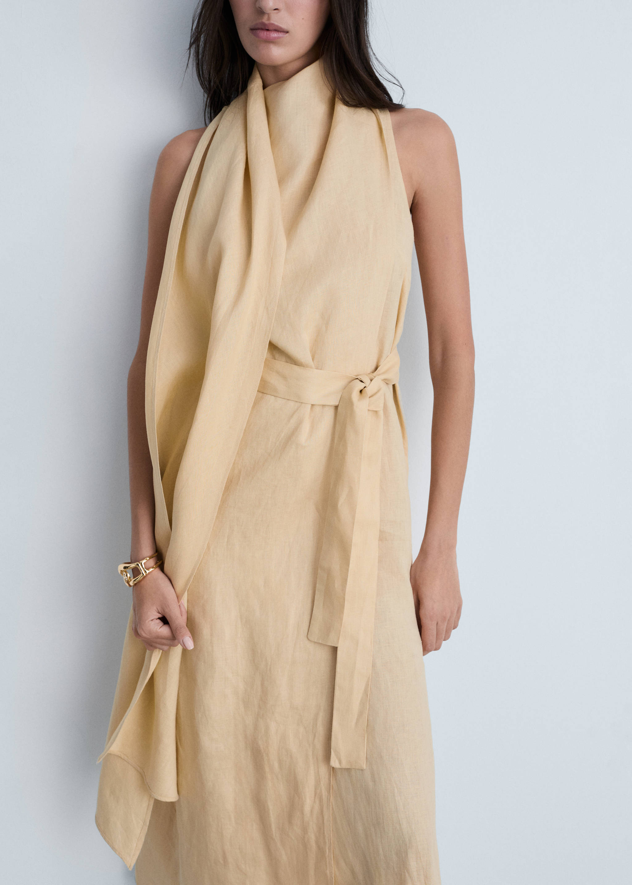 Belt linen dress - Medium plane