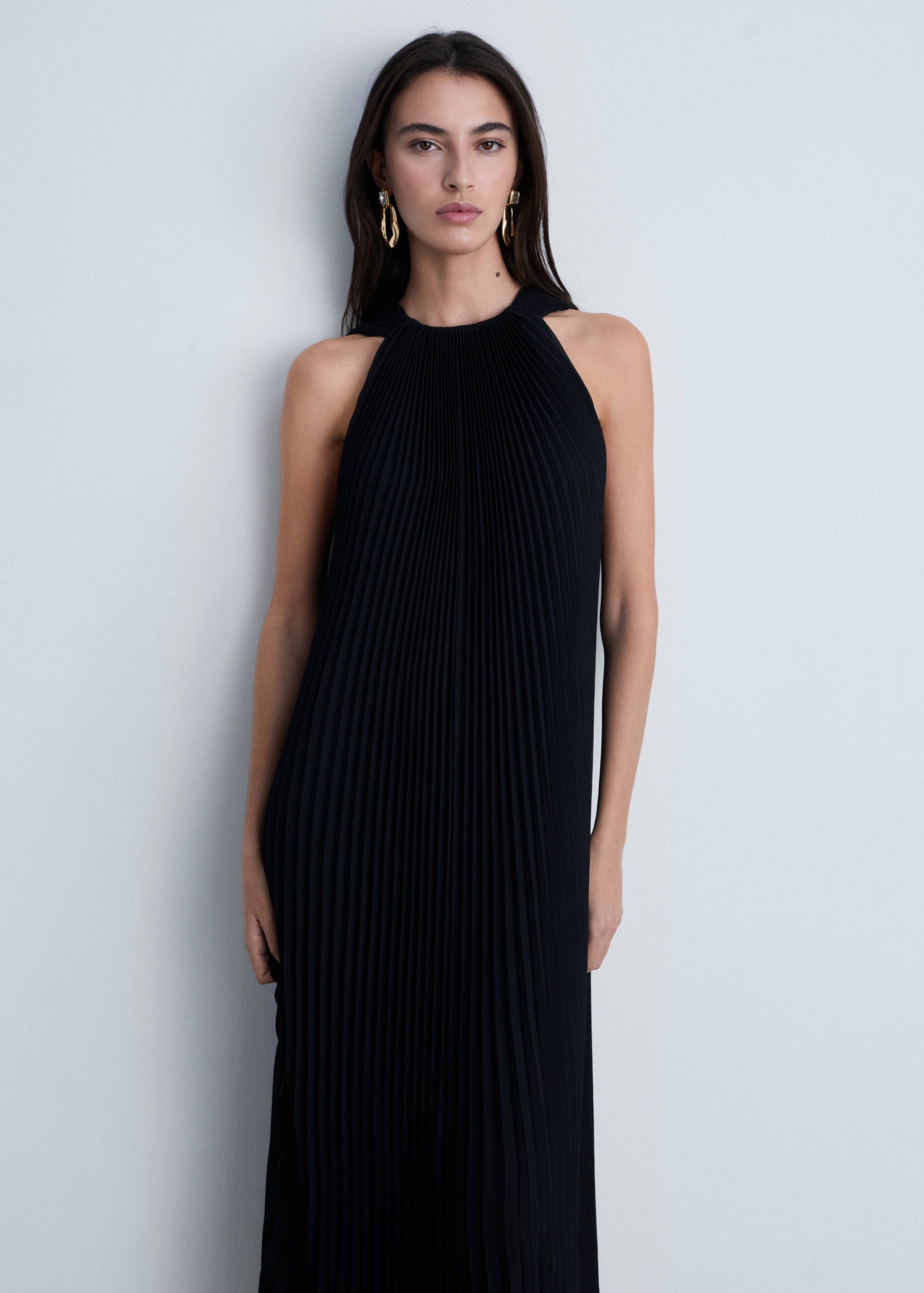 Pleated long dress - Medium plane