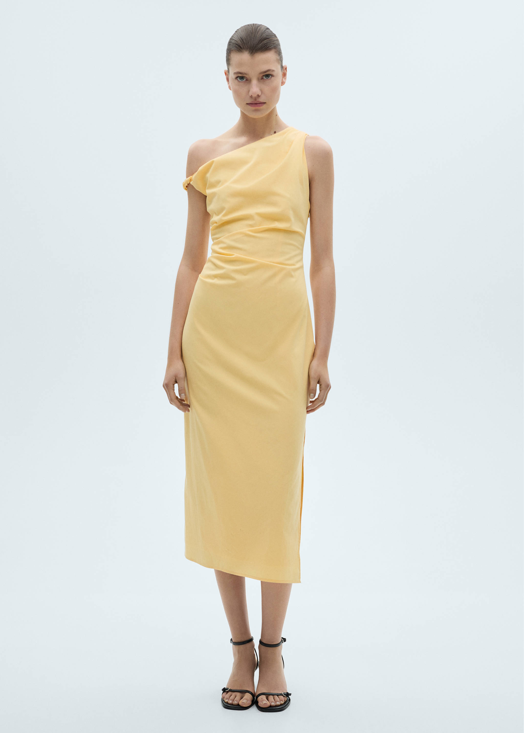 Draped asymmetrical midi-dress - General plane
