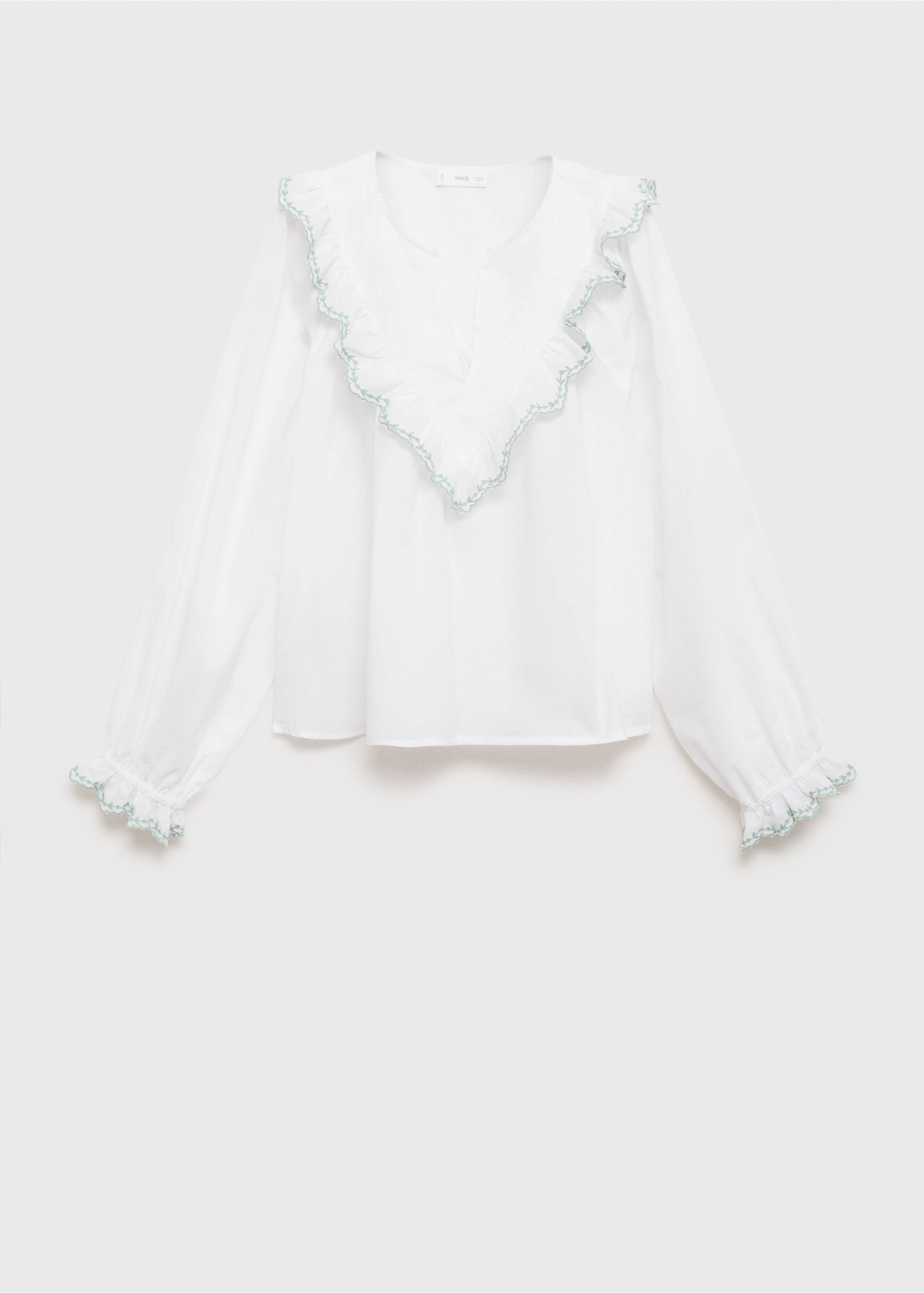 Ruffle neck blouse - Article without model, Off White. Ref: 87004792-00.
