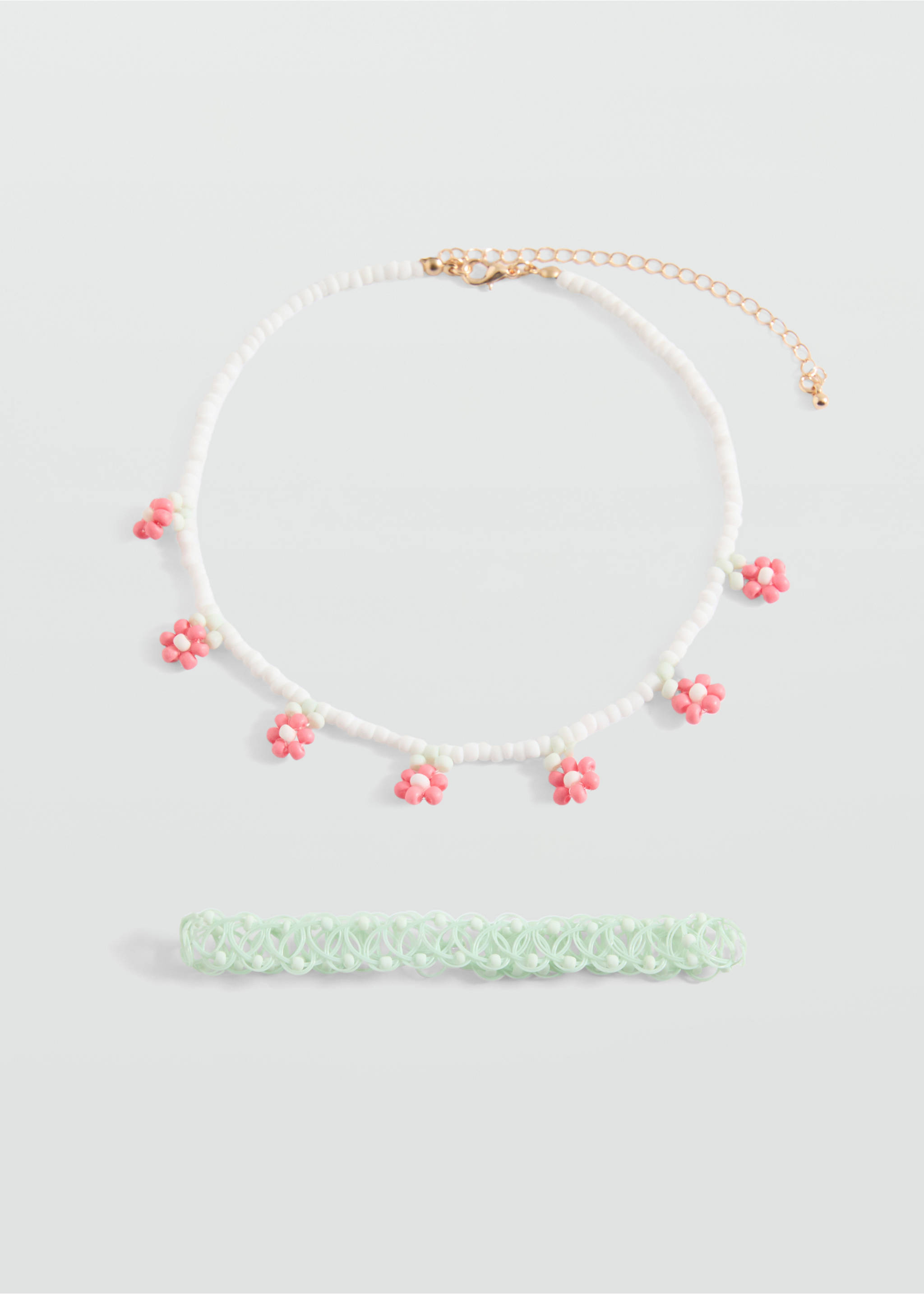 Set 2 combined necklaces - Article without model, Aqua Green. Ref: 87004797-00.