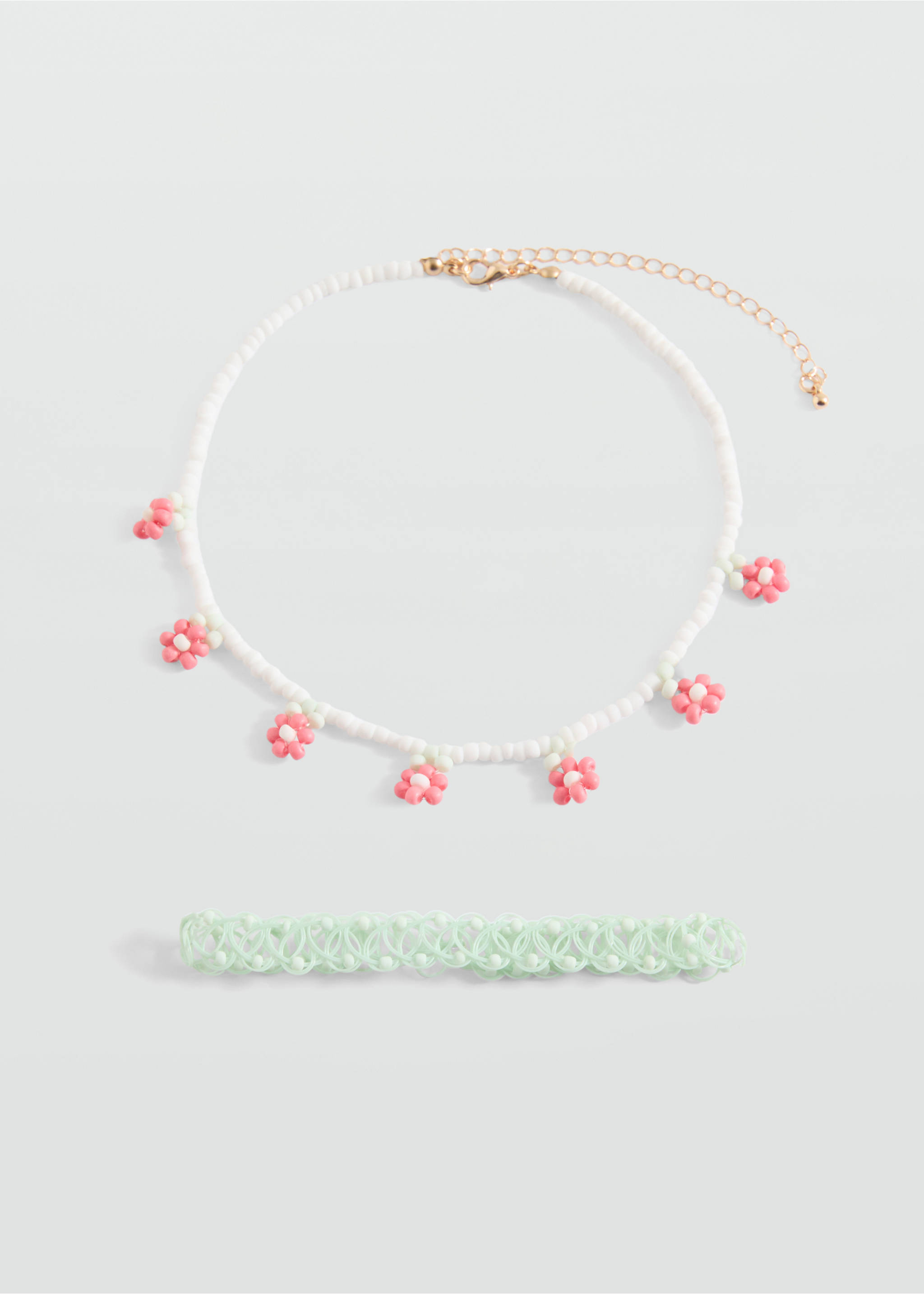 Set 2 combined necklaces - Article without model, Aqua Green. Ref: 87004797-00.