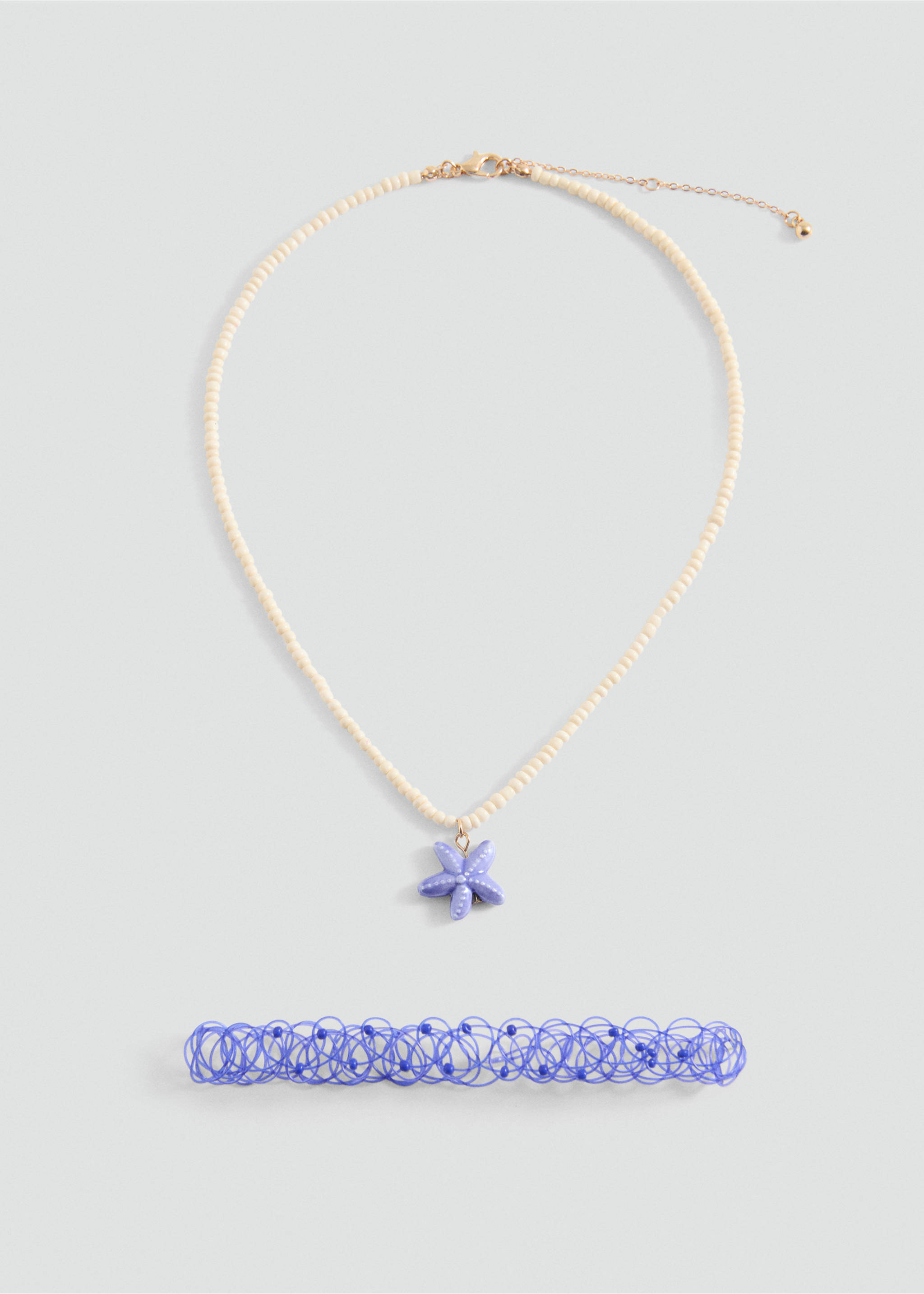 Set 2 combined necklaces - Article without model, Blue. Ref: 87004802-00.