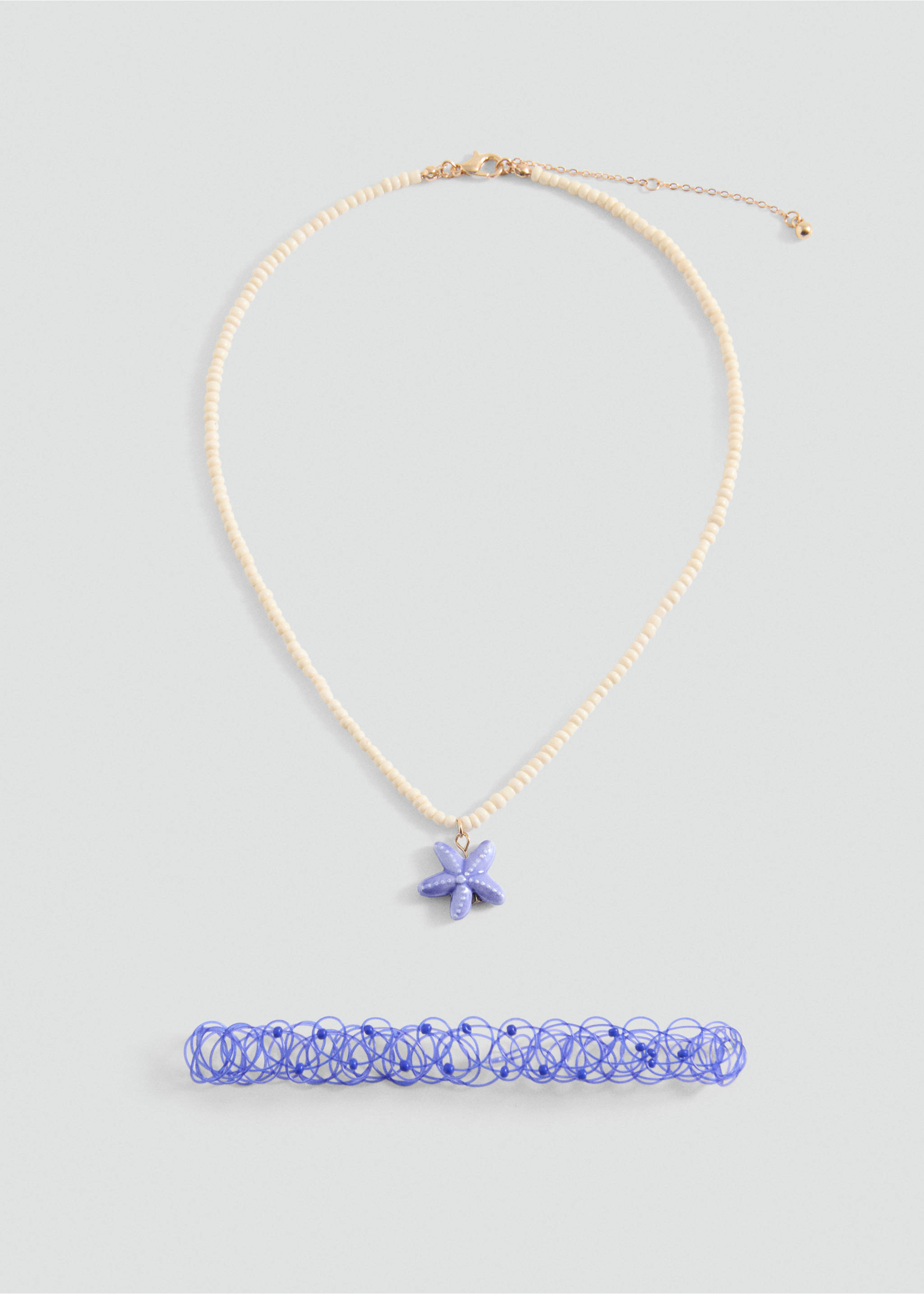 Set 2 combined necklaces - Article without model, Blue. Ref: 87004802-00.