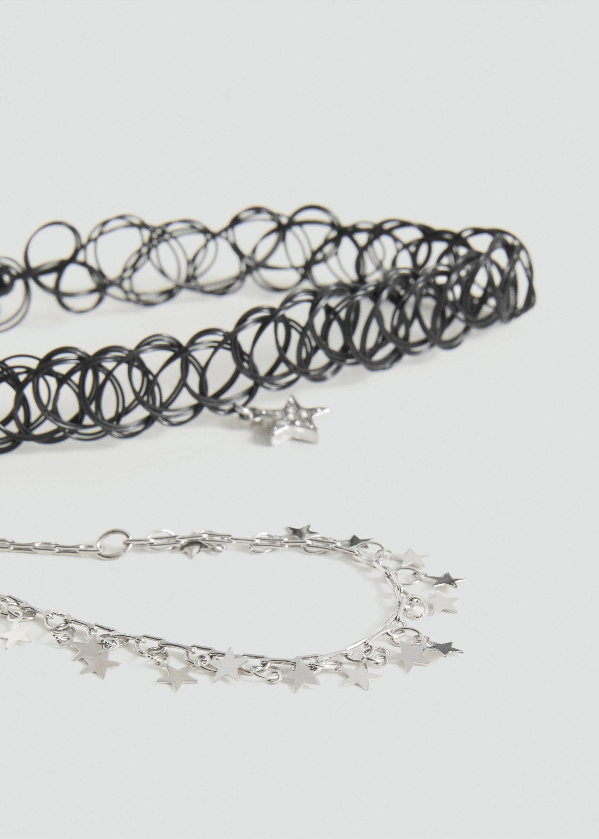 Set 2 combined necklaces - Details of the article 1, Black. Ref: 87004804-00.