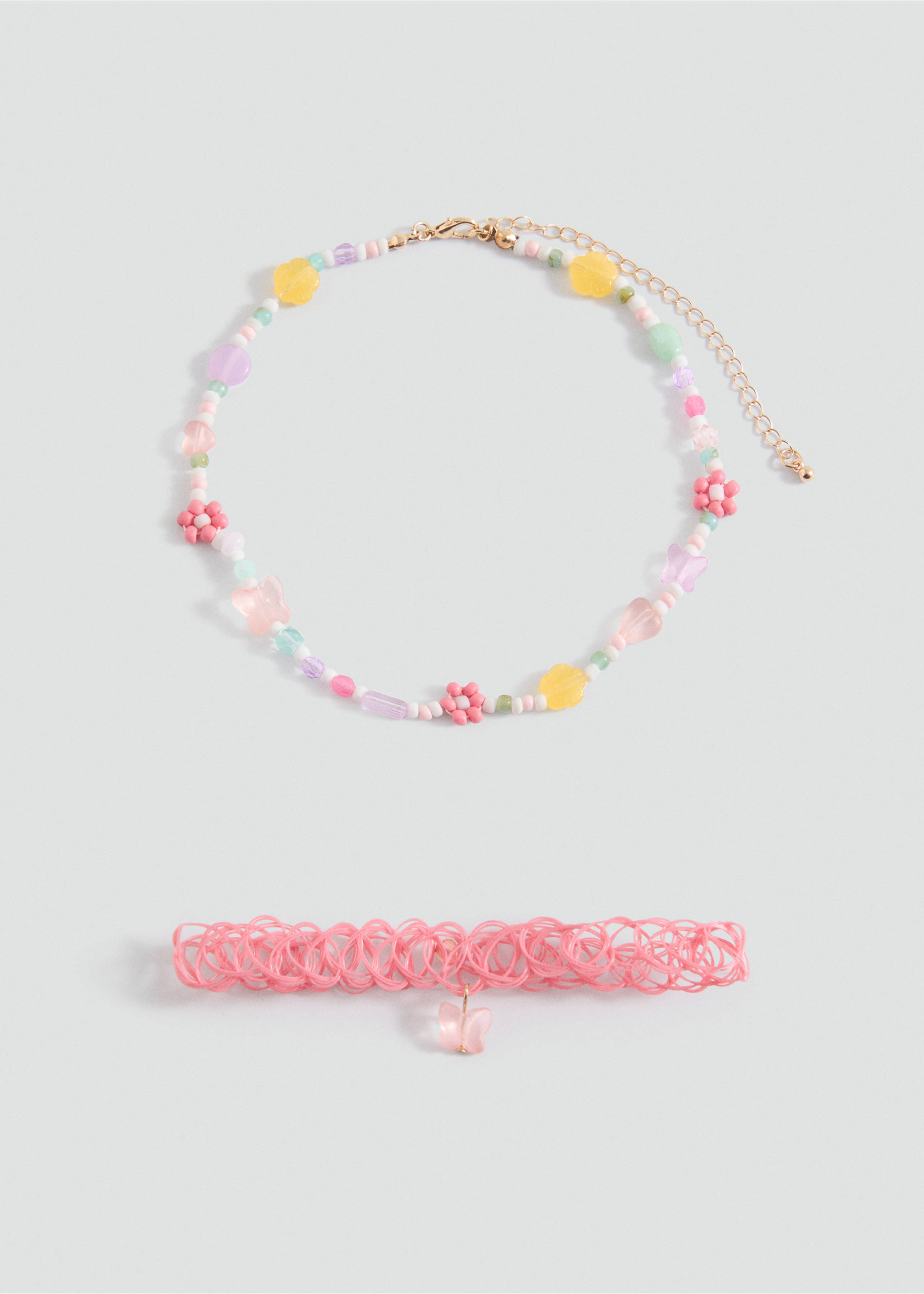 Set 2 combined necklaces - Article without model, Pink. Ref: 87004805-00.