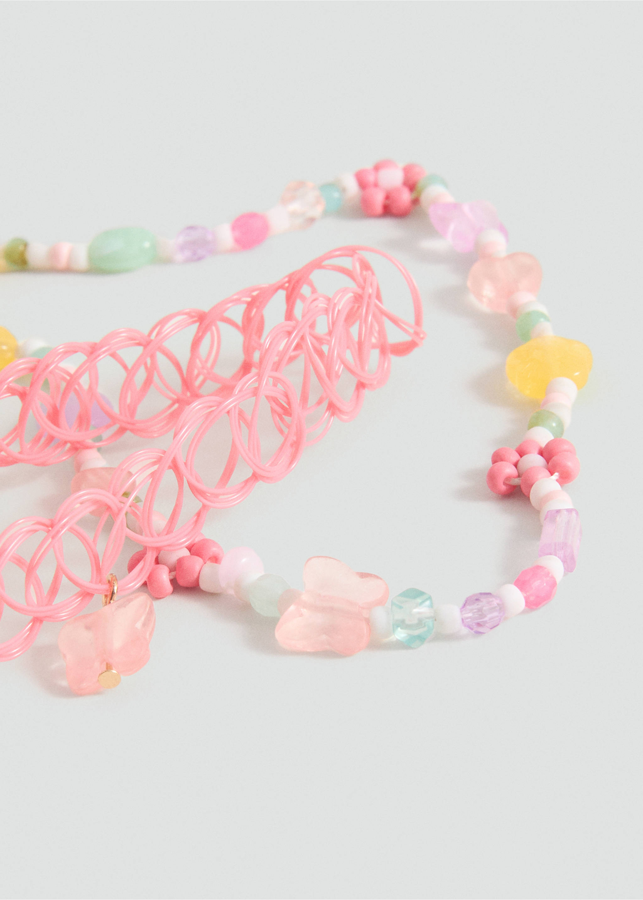 Set 2 combined necklaces - Medium plane, Pink. Ref: 87004805-00.