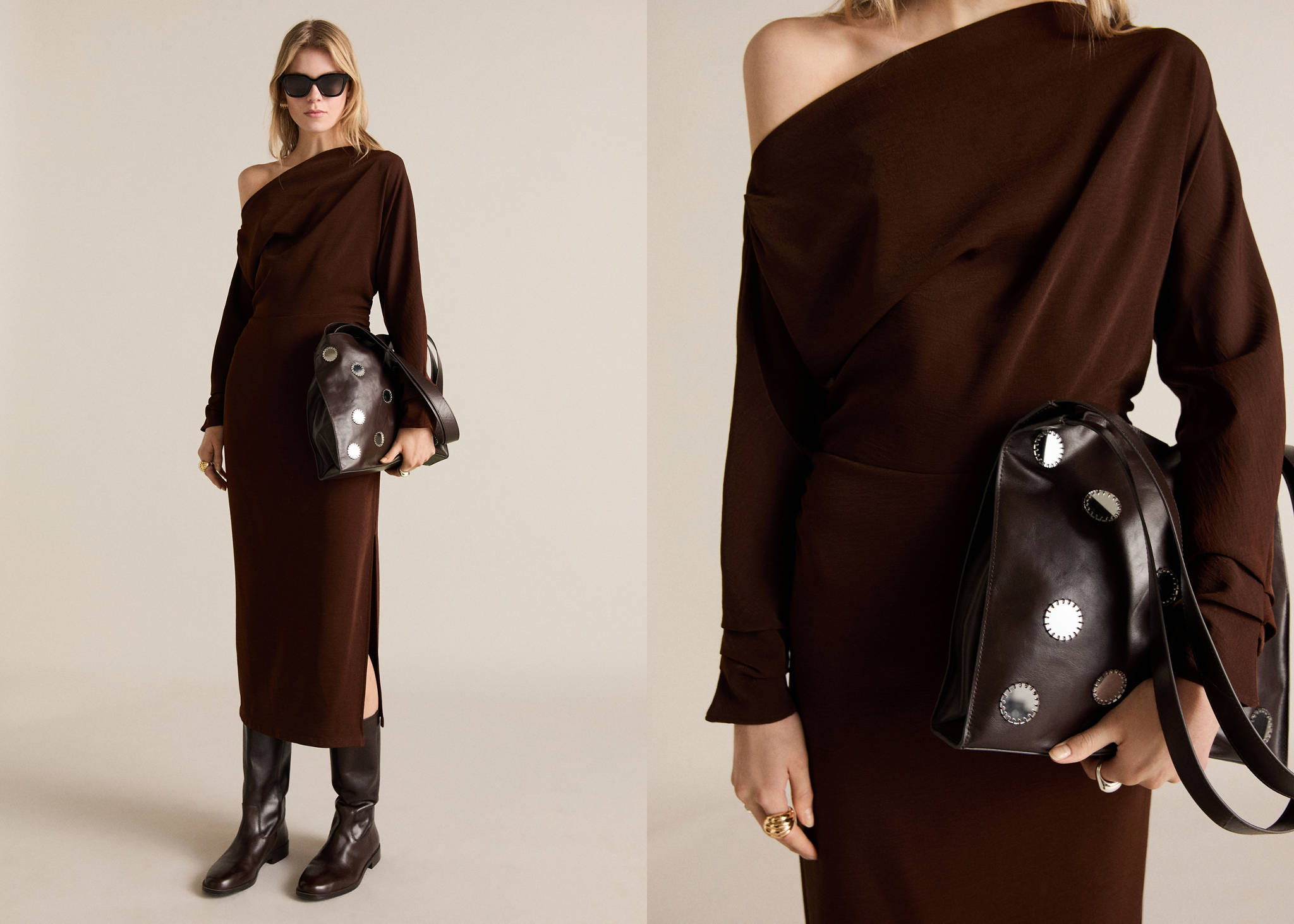 Double-handle leather bag with mirrors - Panoramic plane