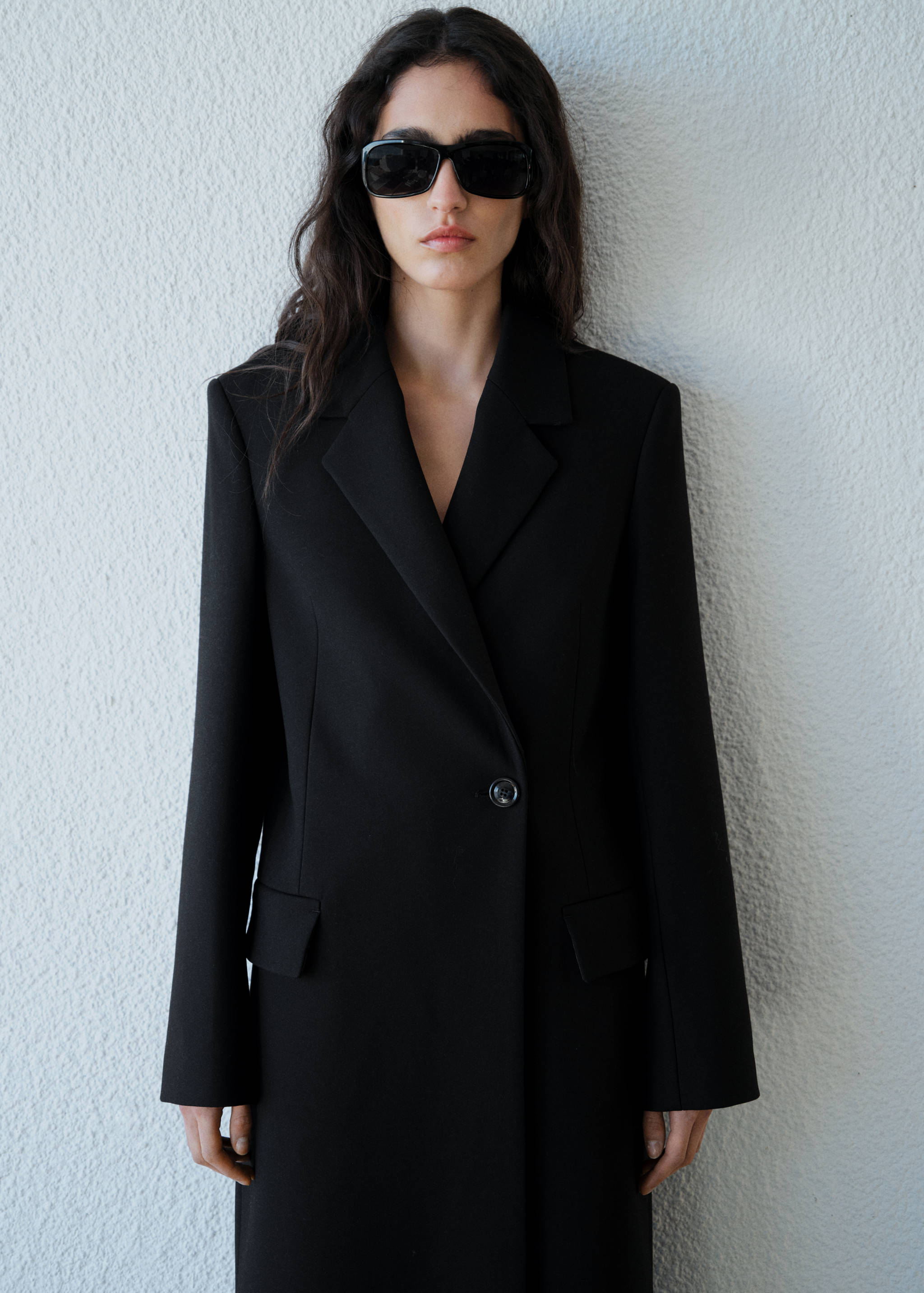 Long structured wool coat - Medium plane