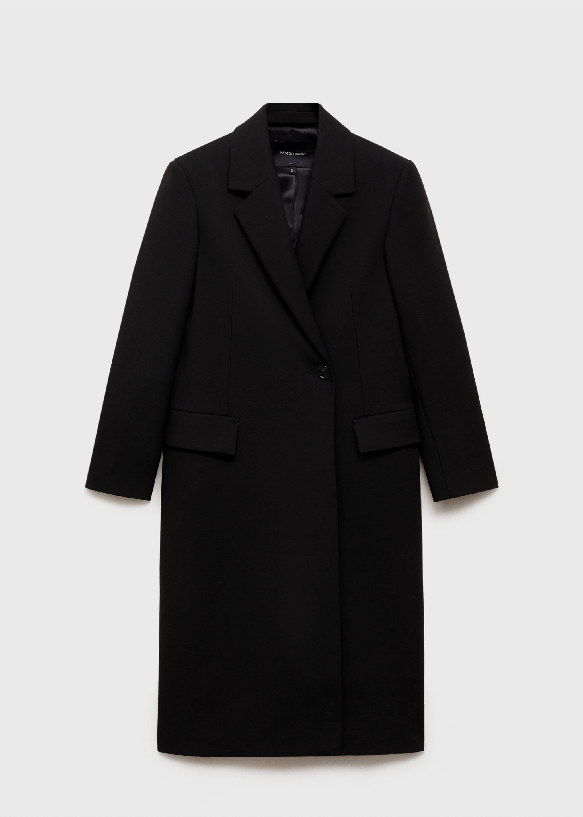 Long structured wool coat - Article without model, Black. Ref: 87004813-00.