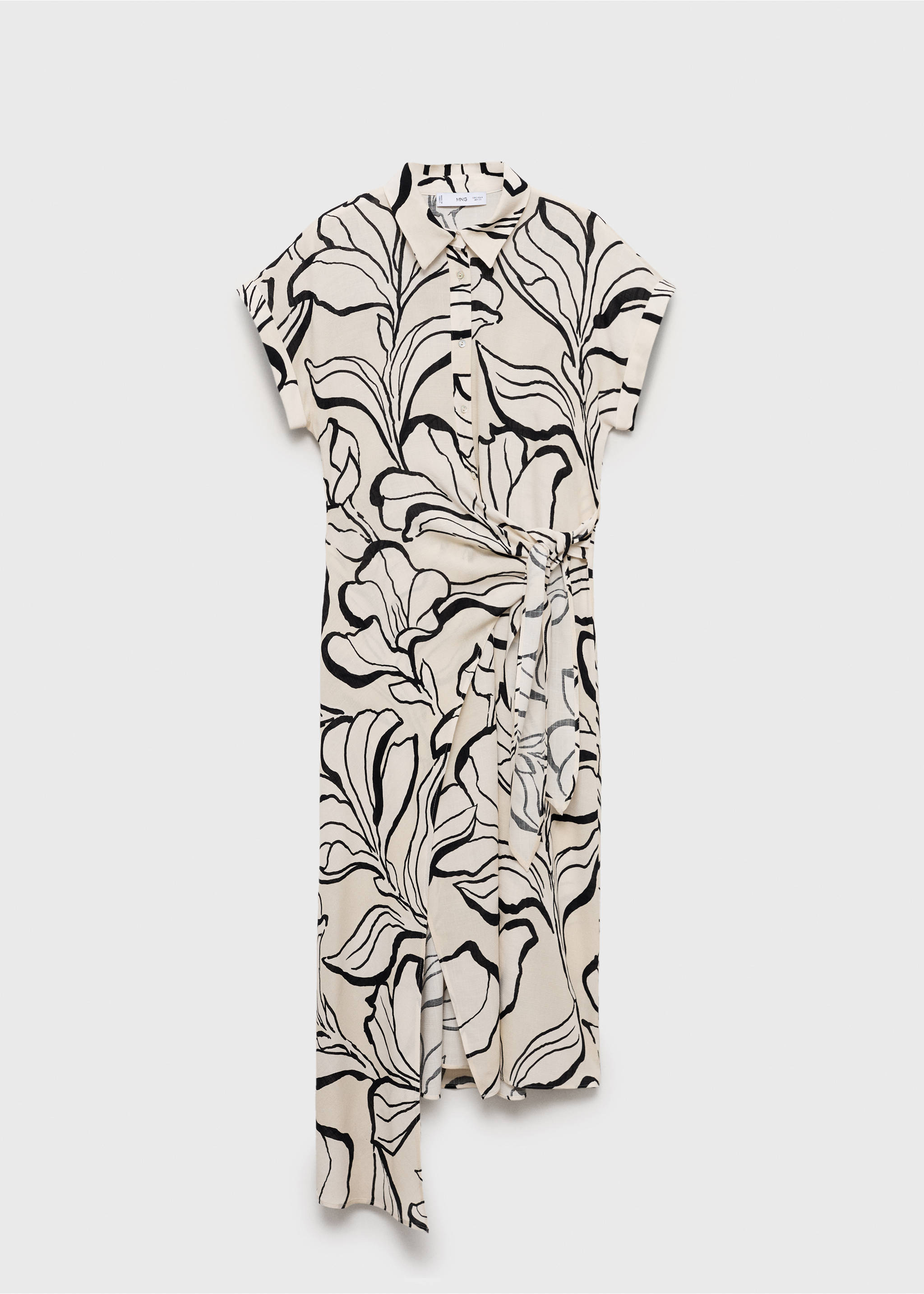 Printed dress with knot detail - Article without model, Ecru. Ref: 87004814-00.