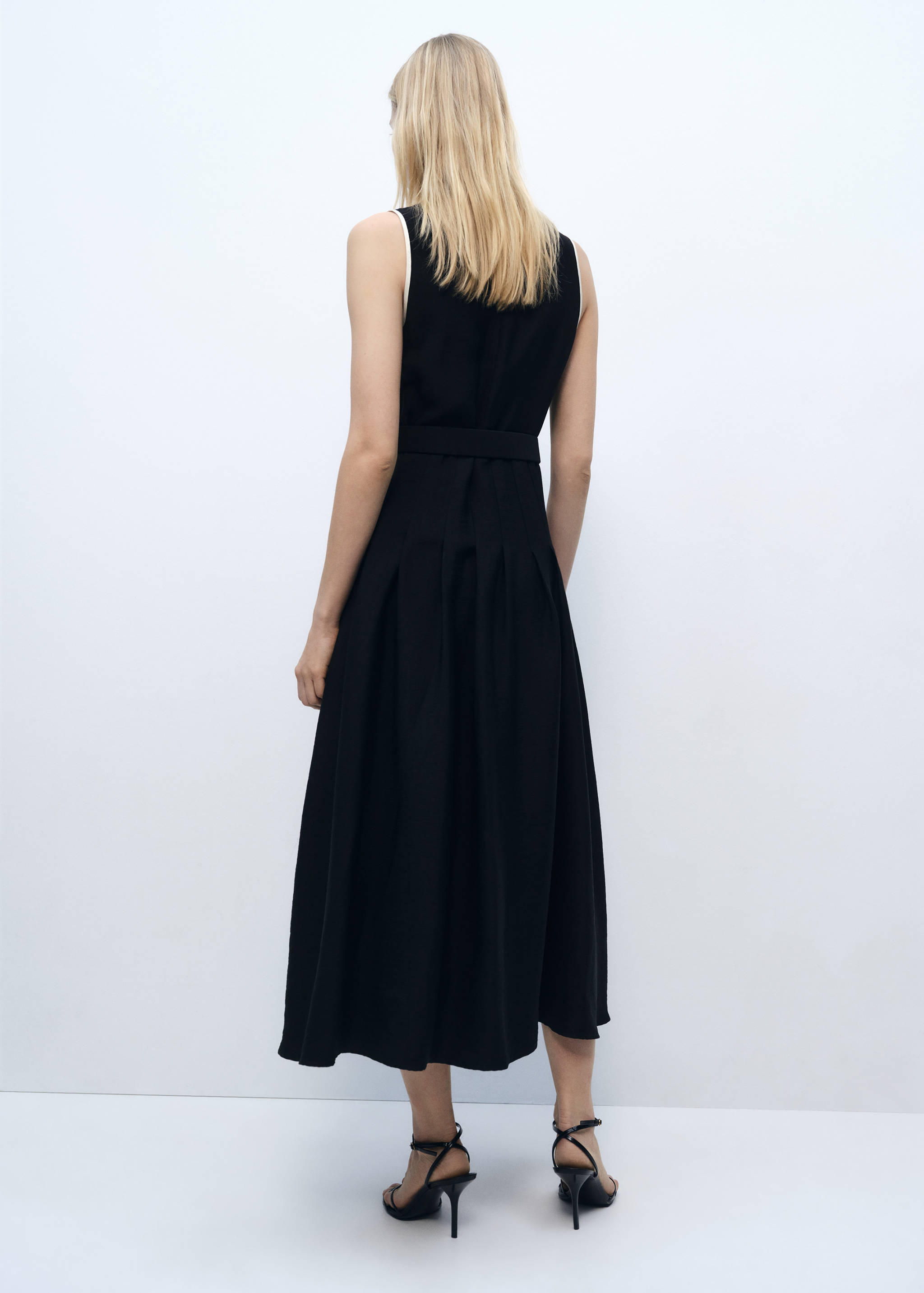 Vestido midi evasé cinturón - Reverso del artículo