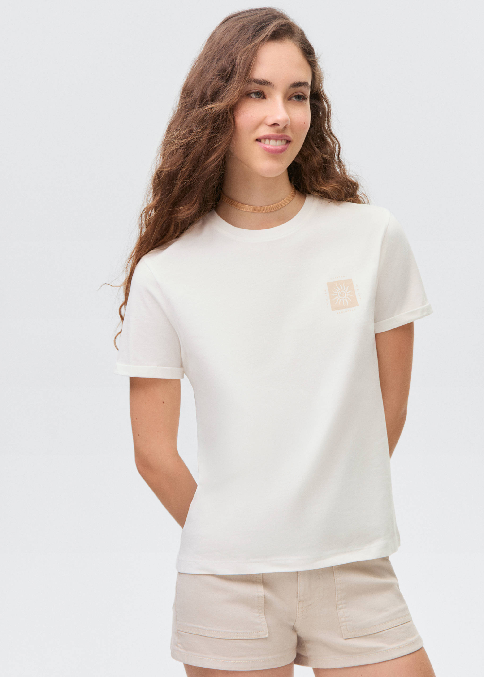 Camiseta algodón estampada - Plano medio