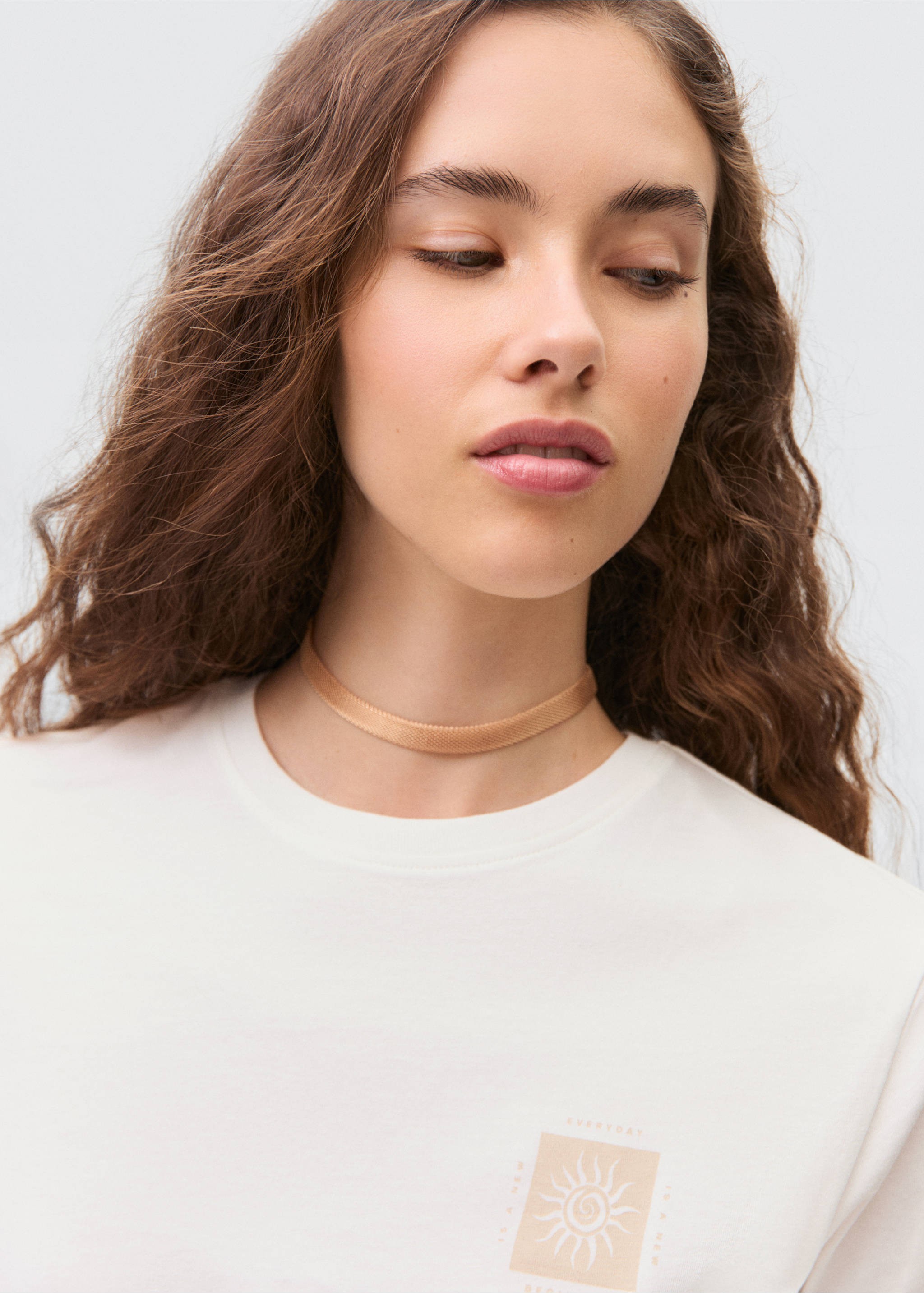 Printed cotton-blend t-shirt - Details of the article 1, Off White. Ref: 87005737-00.