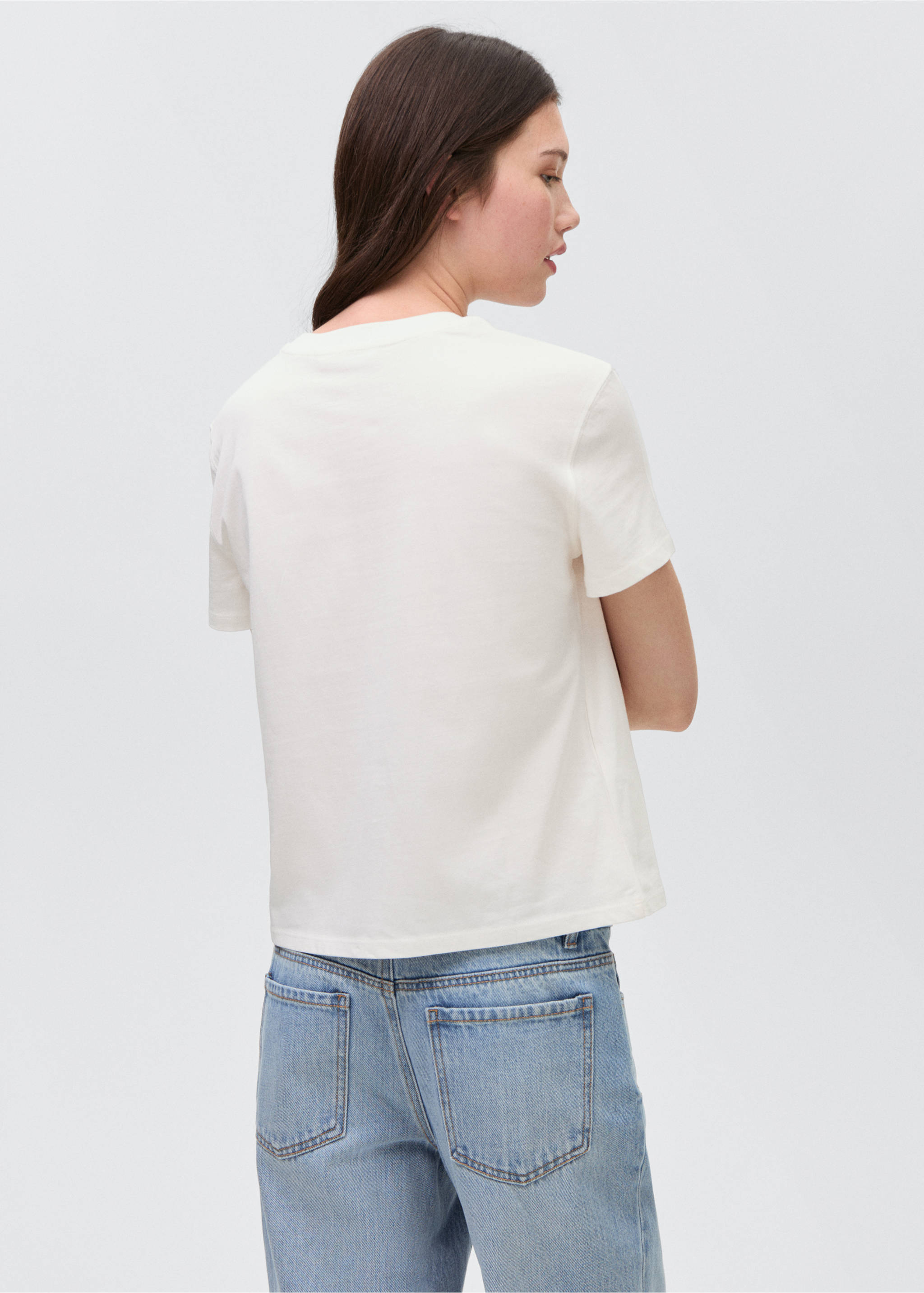 Camiseta algodón estampado dibujo - Reverso del artículo, Blanco roto. Ref: 87005738-00.