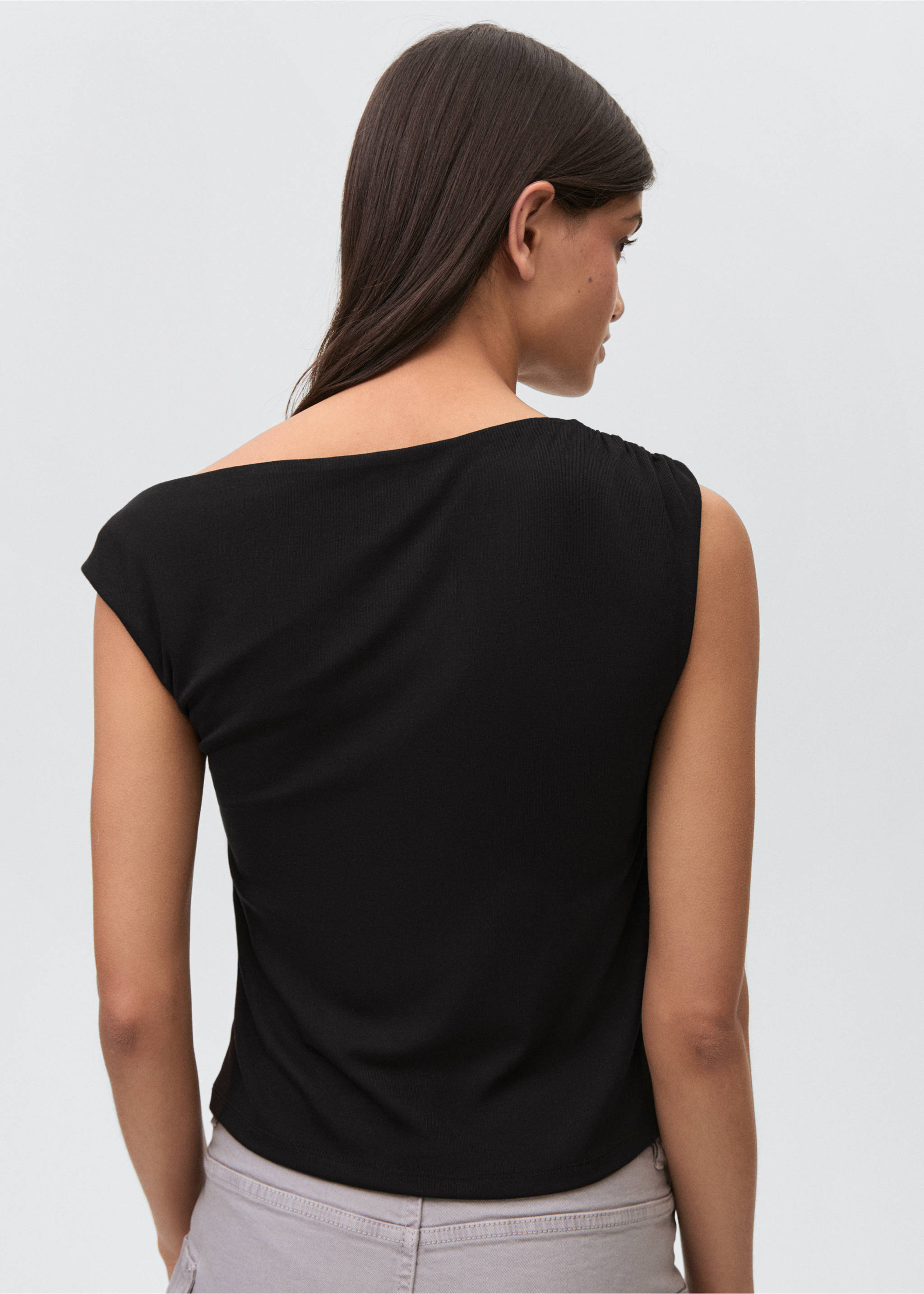 Shoulder detail T-shirt - Reverse of the article, Black. Ref: 87005742-00.