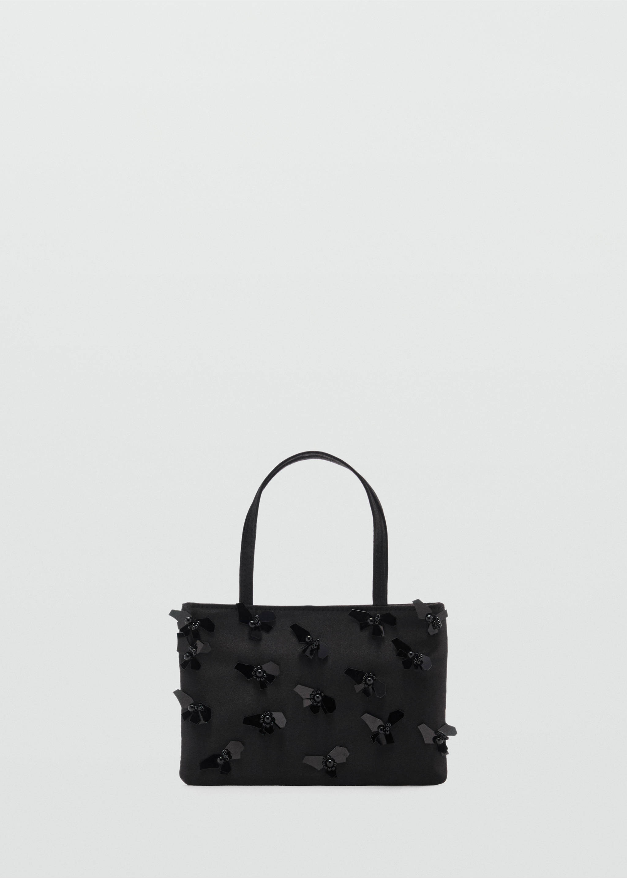 Sac à main avec application de fleurs - Article sans modèle, Noir. Ref: 87005747-00.