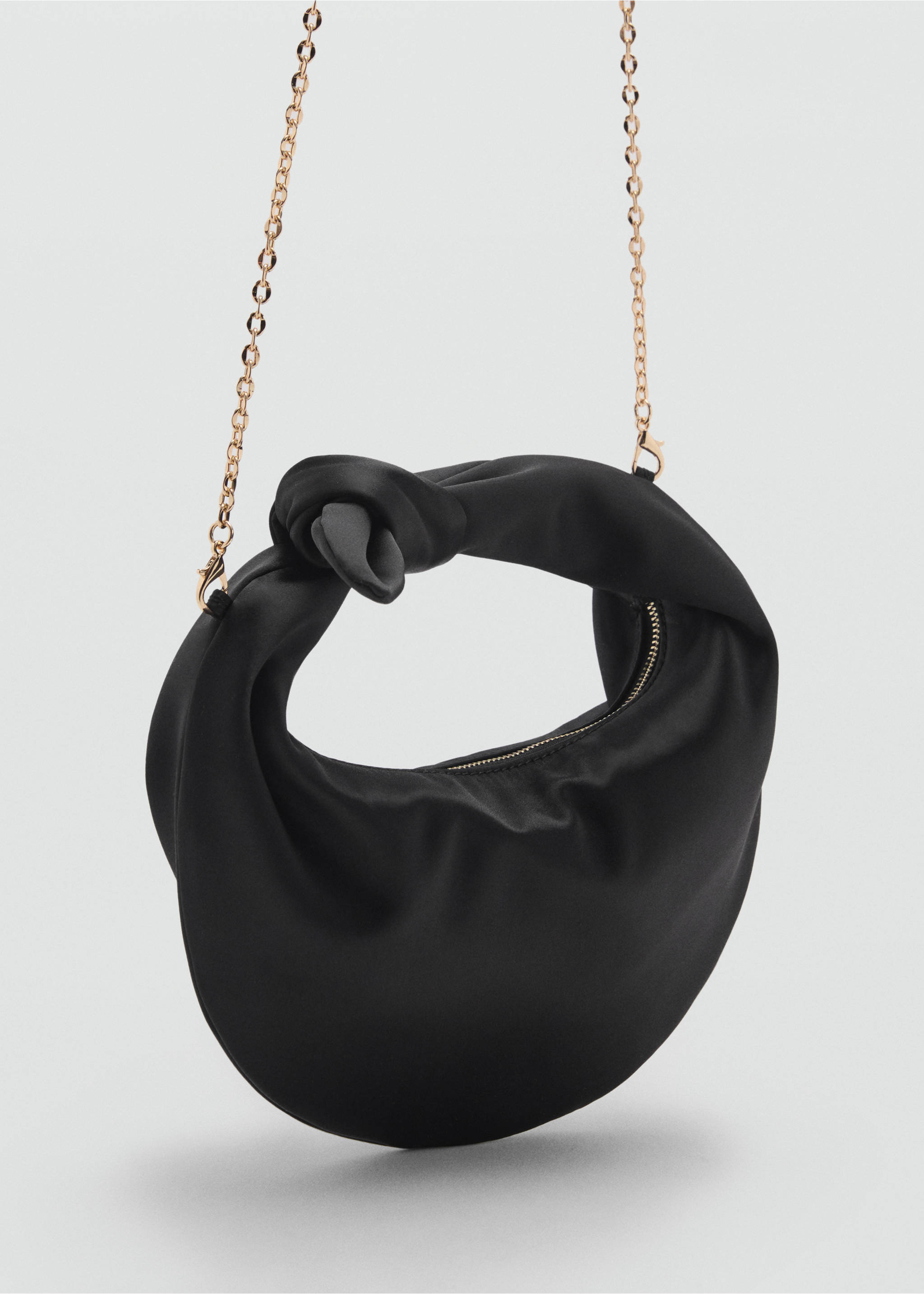 Bolso mano satinado - Plano medio, Negro. Ref: 87005748-00.