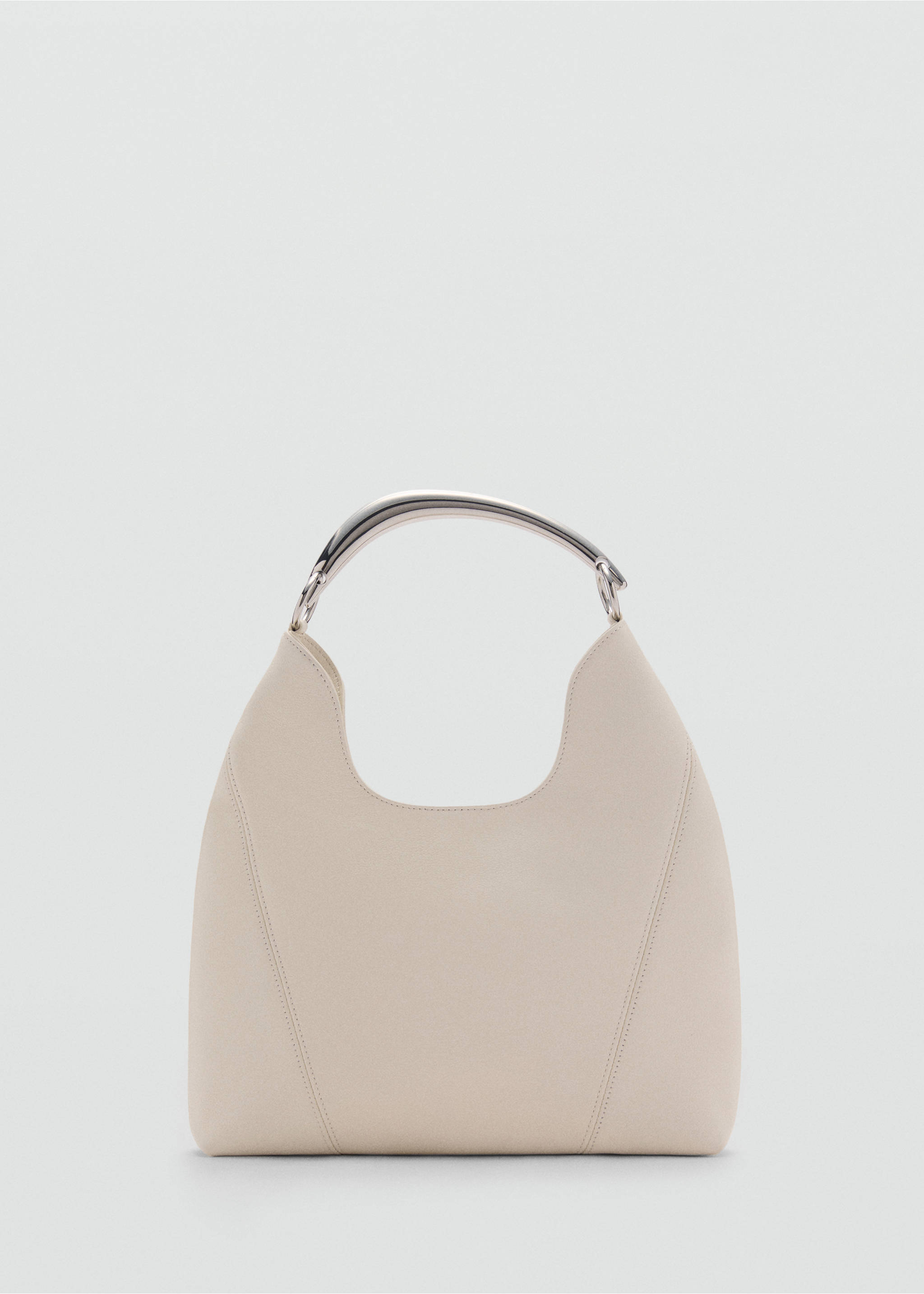 Leather shoulder bag with metal handle - Article without model, White. Ref: 87005750-00.