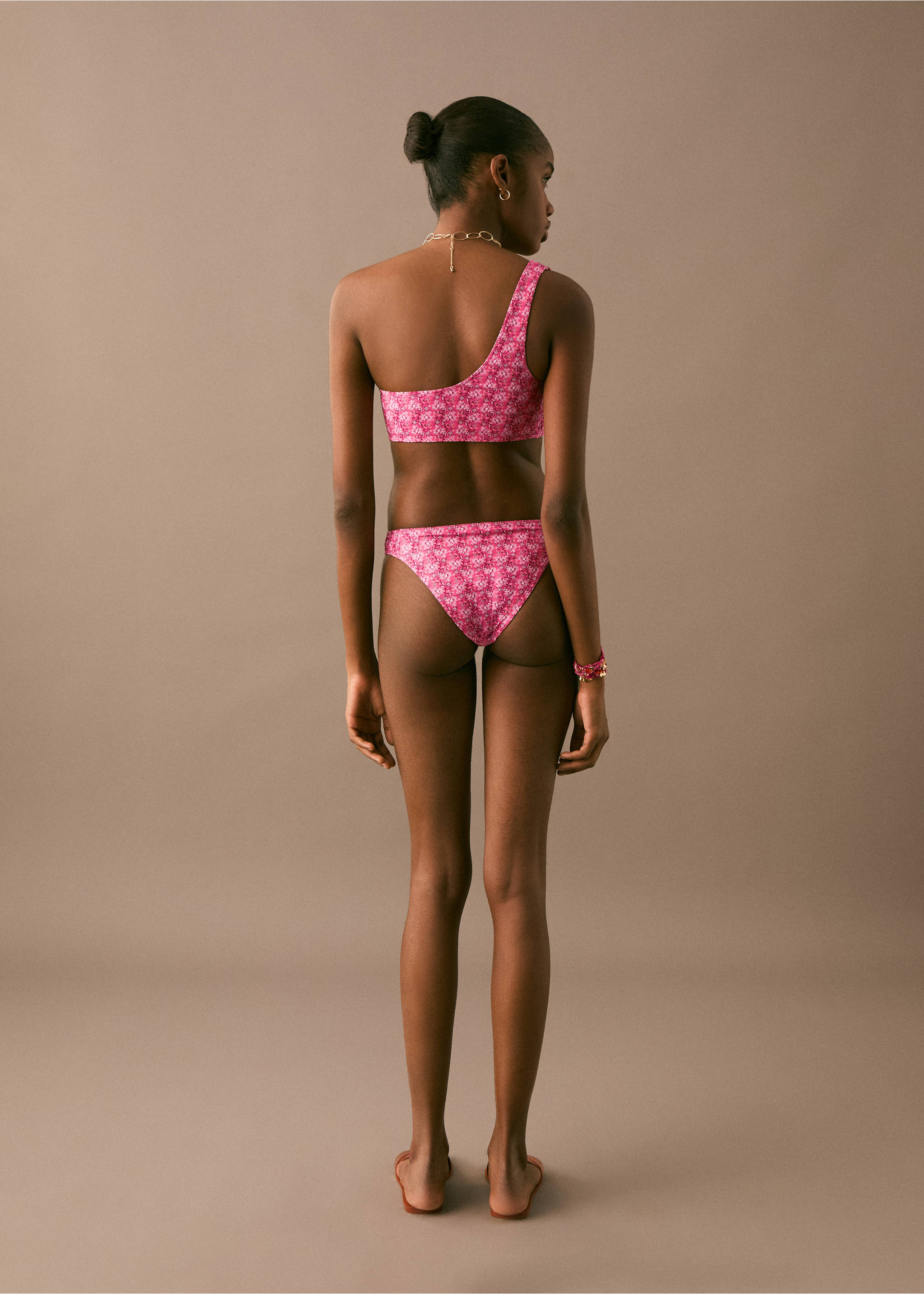 Asymmetrischer Print-Bikini - Rückseite des Artikels, Pastellrosa. Ref: 87005751-00.