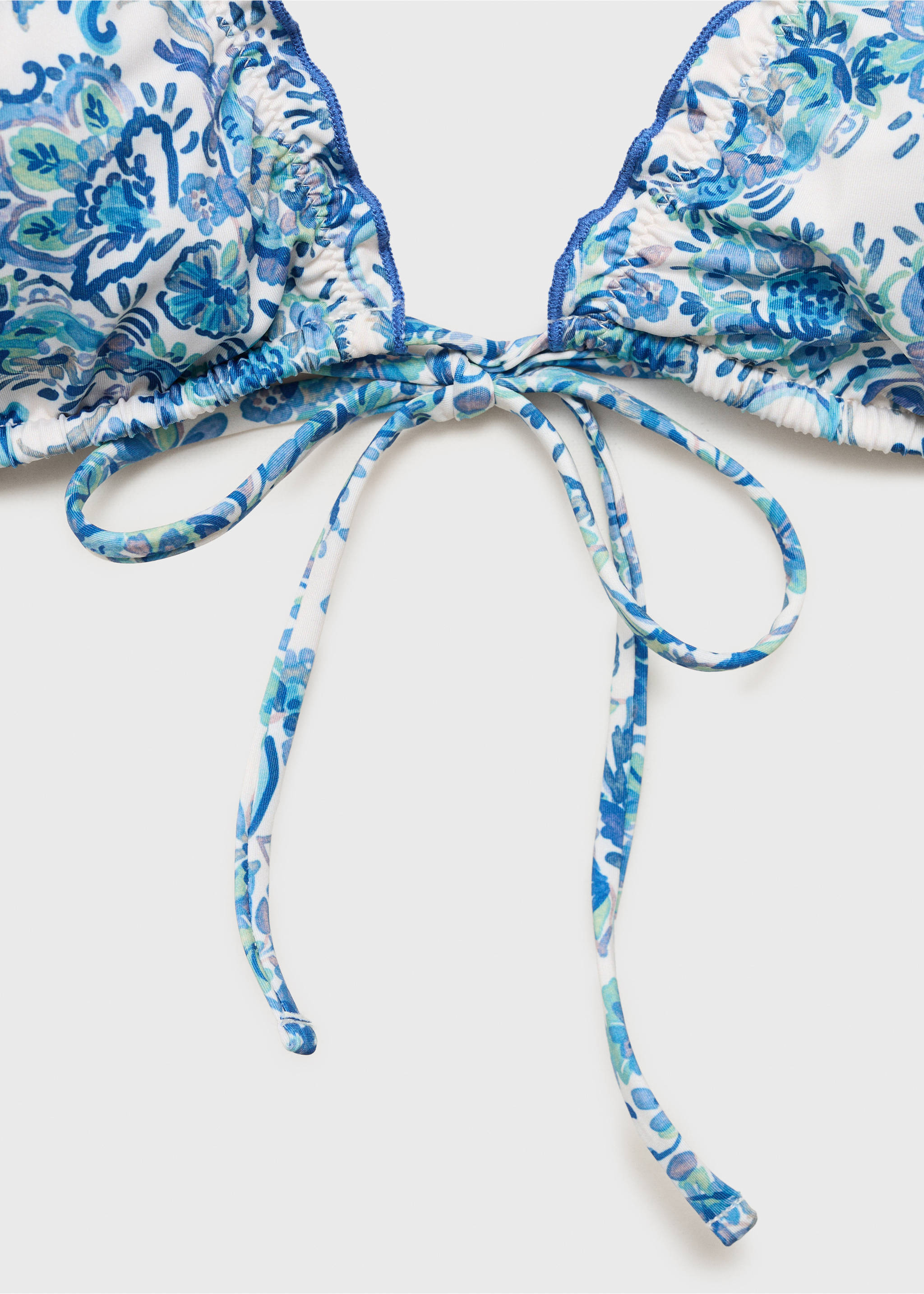 Bikini with printed trim - Details of the article 8, Blue. Ref: 87005753-00.