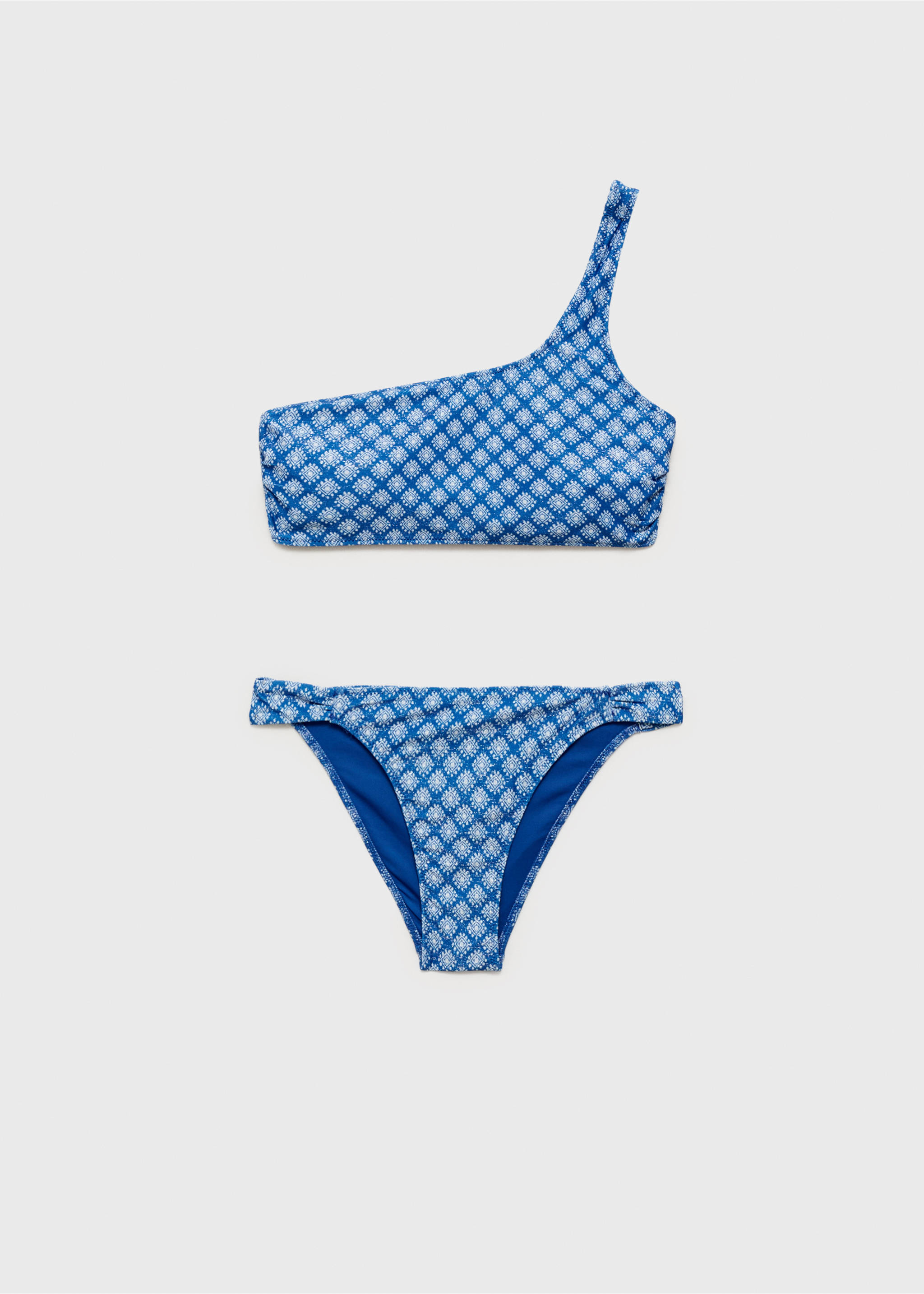 Asymmetrical printed bikini - Article without model, Vibrant blue. Ref: 87005754-00.