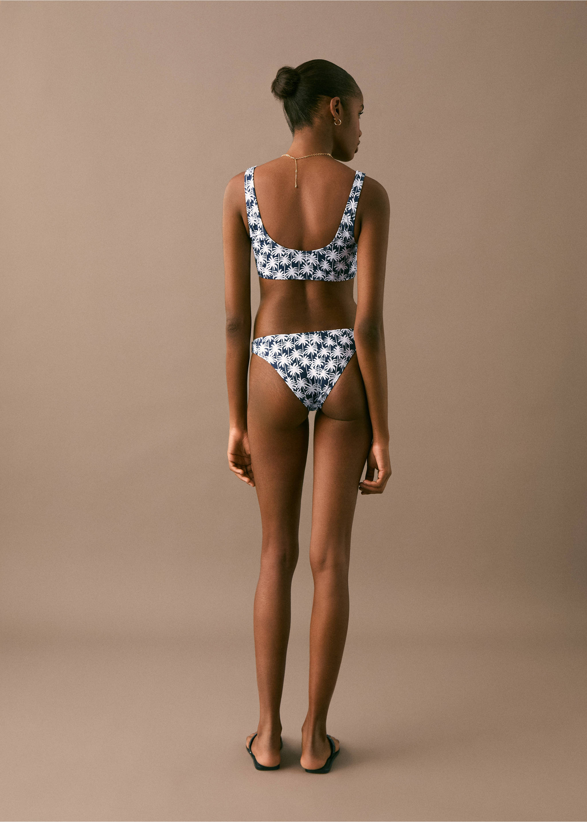 Ruched printed bikini - Reverse of the article, Charcoal. Ref: 87005755-00.