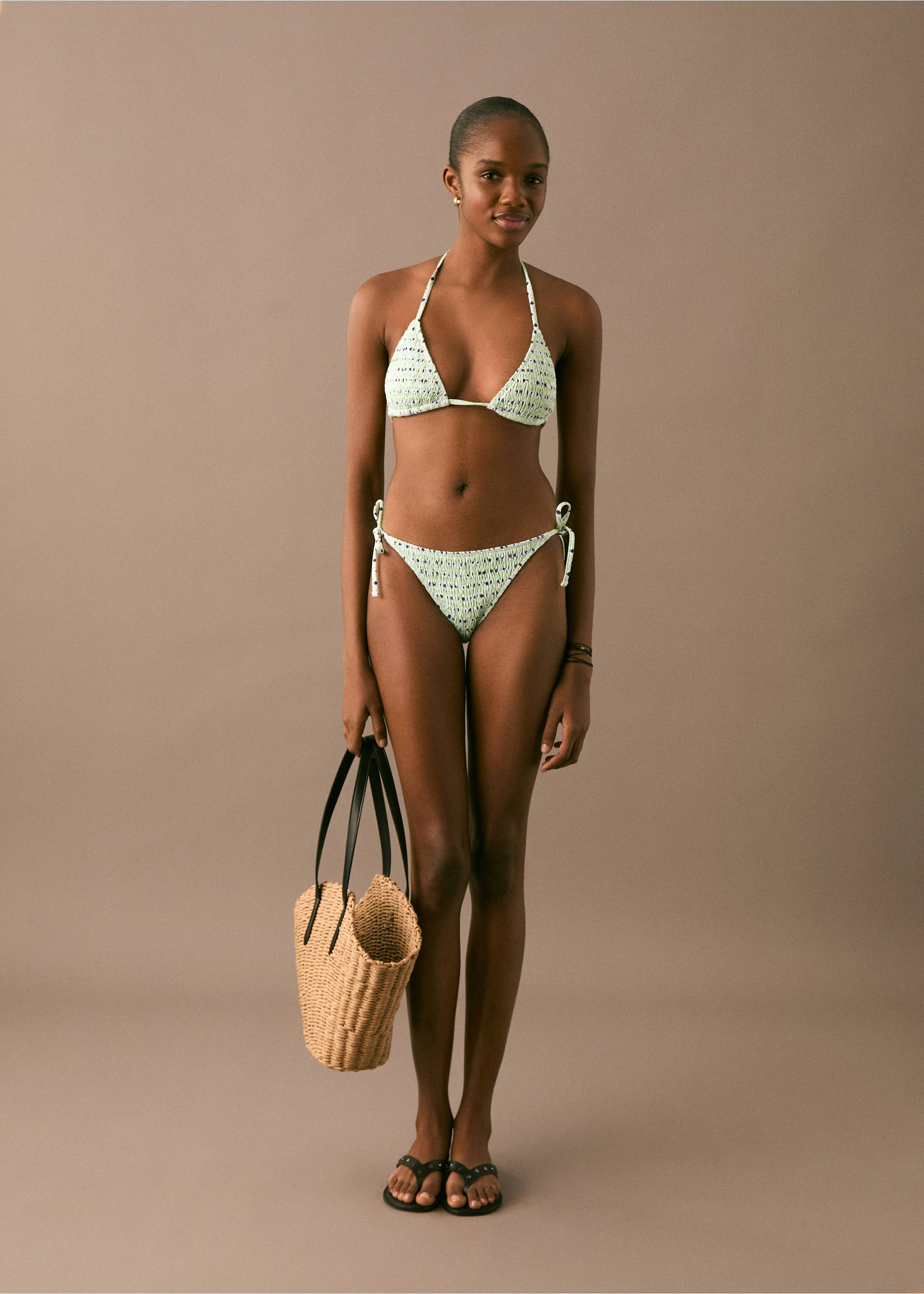 Ruched printed bikini - General plane, Lime. Ref: 87005757-00.