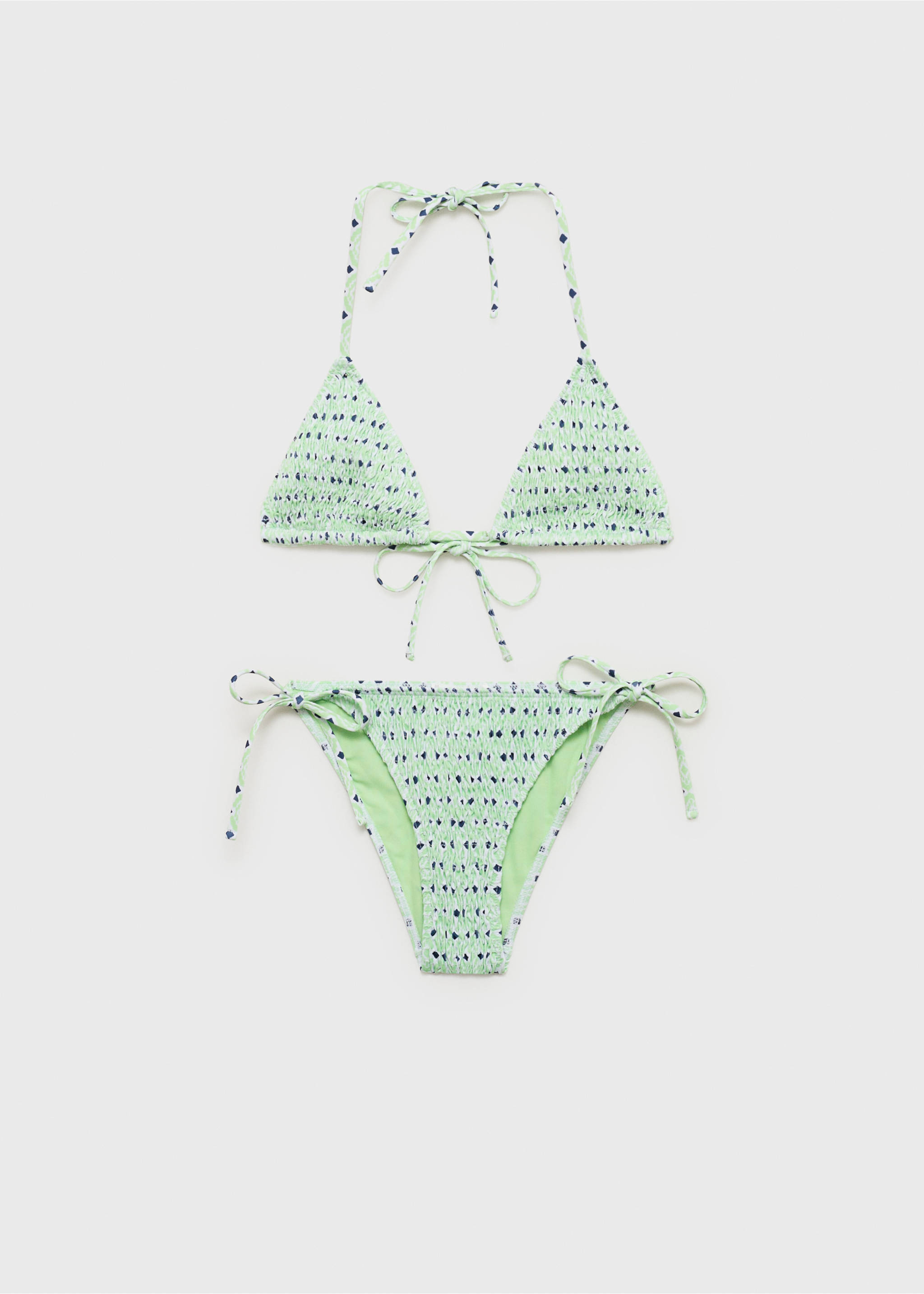 Ruched printed bikini - Article without model, Lime. Ref: 87005757-00.