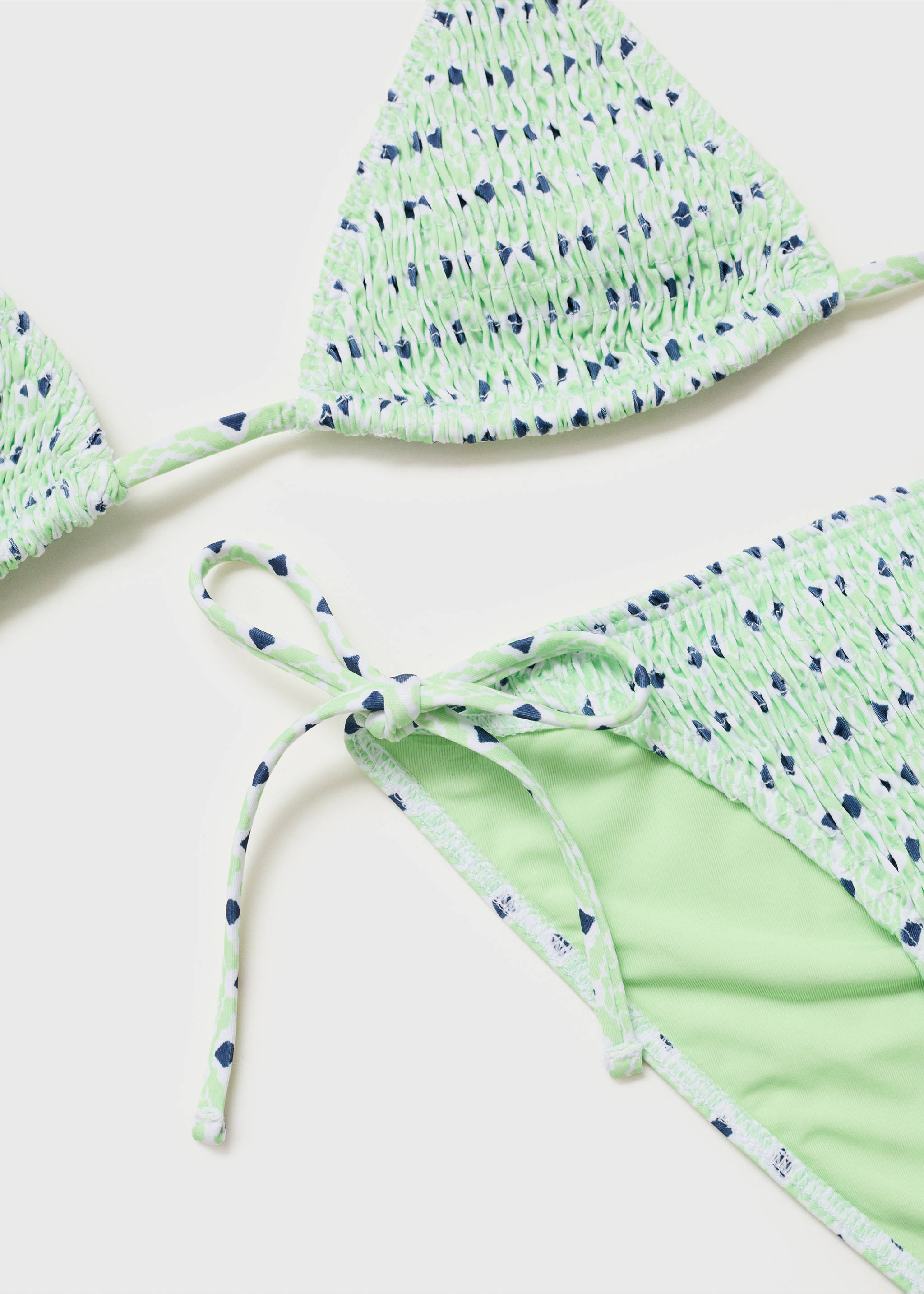 Ruched printed bikini - Details of the article 8, Lime. Ref: 87005757-00.