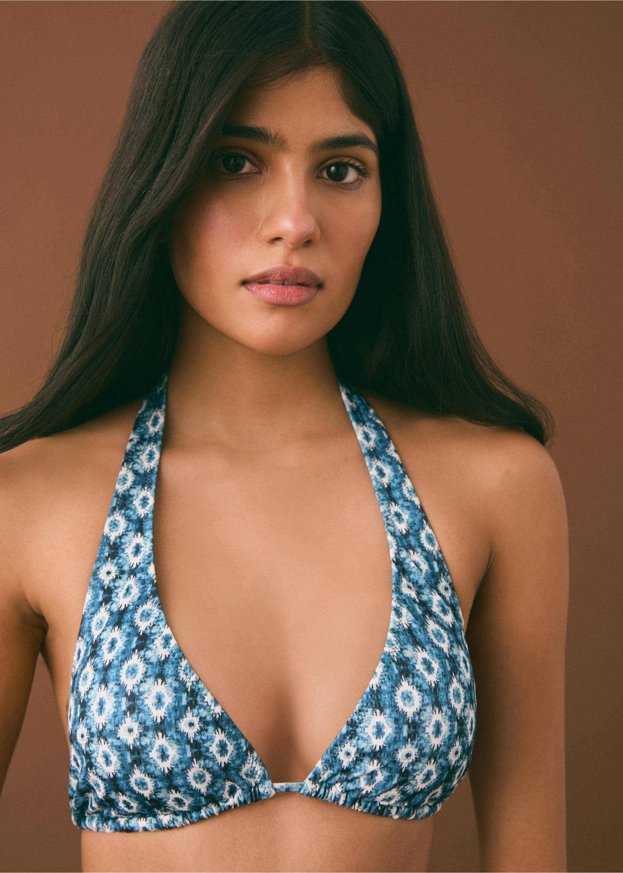 Printed bikini - Details of the article 1, Turquoise. Ref: 87005758-00.
