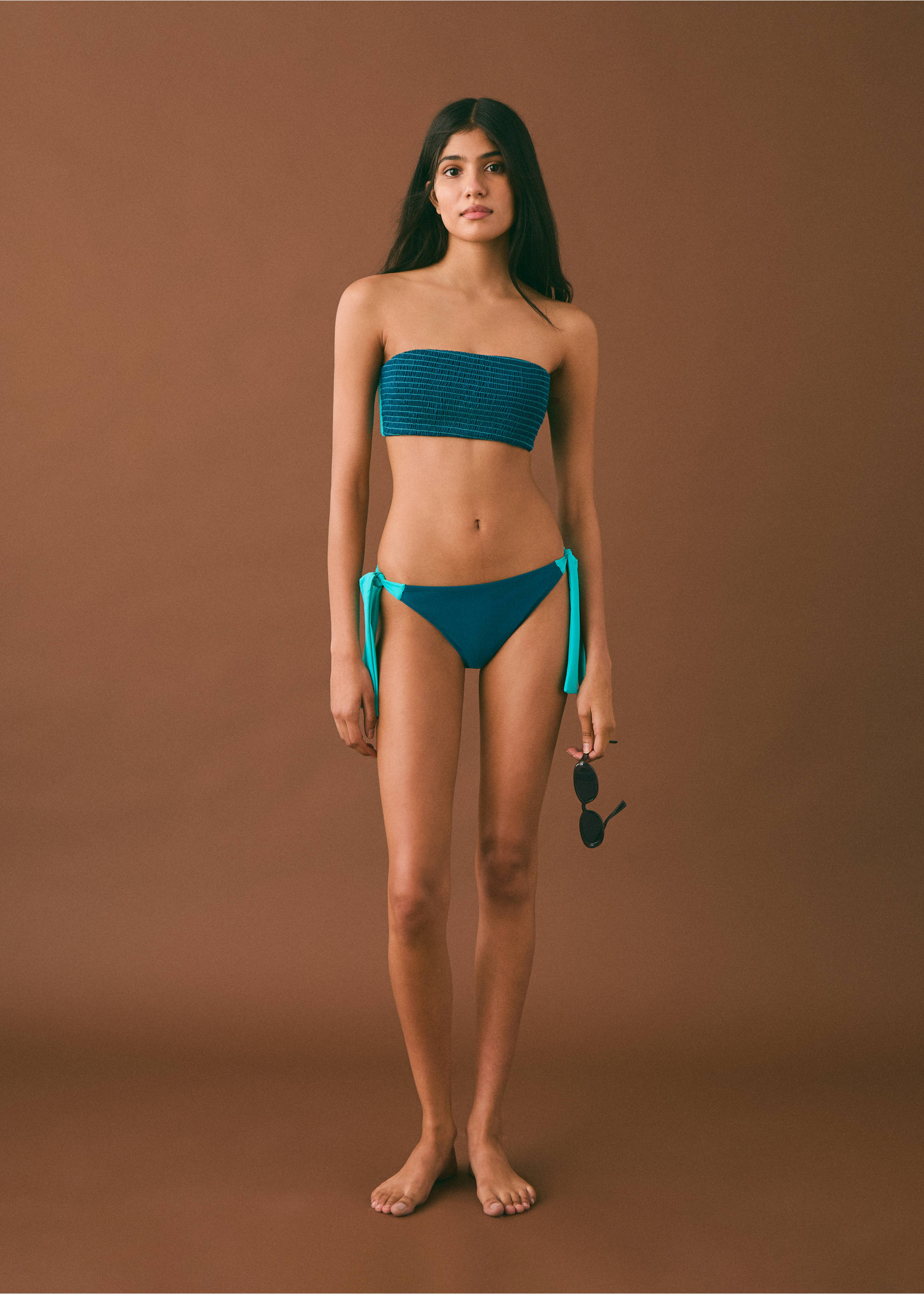 Bikini cordones contraste - Plano general, Turquesa. Ref: 87005760-00.