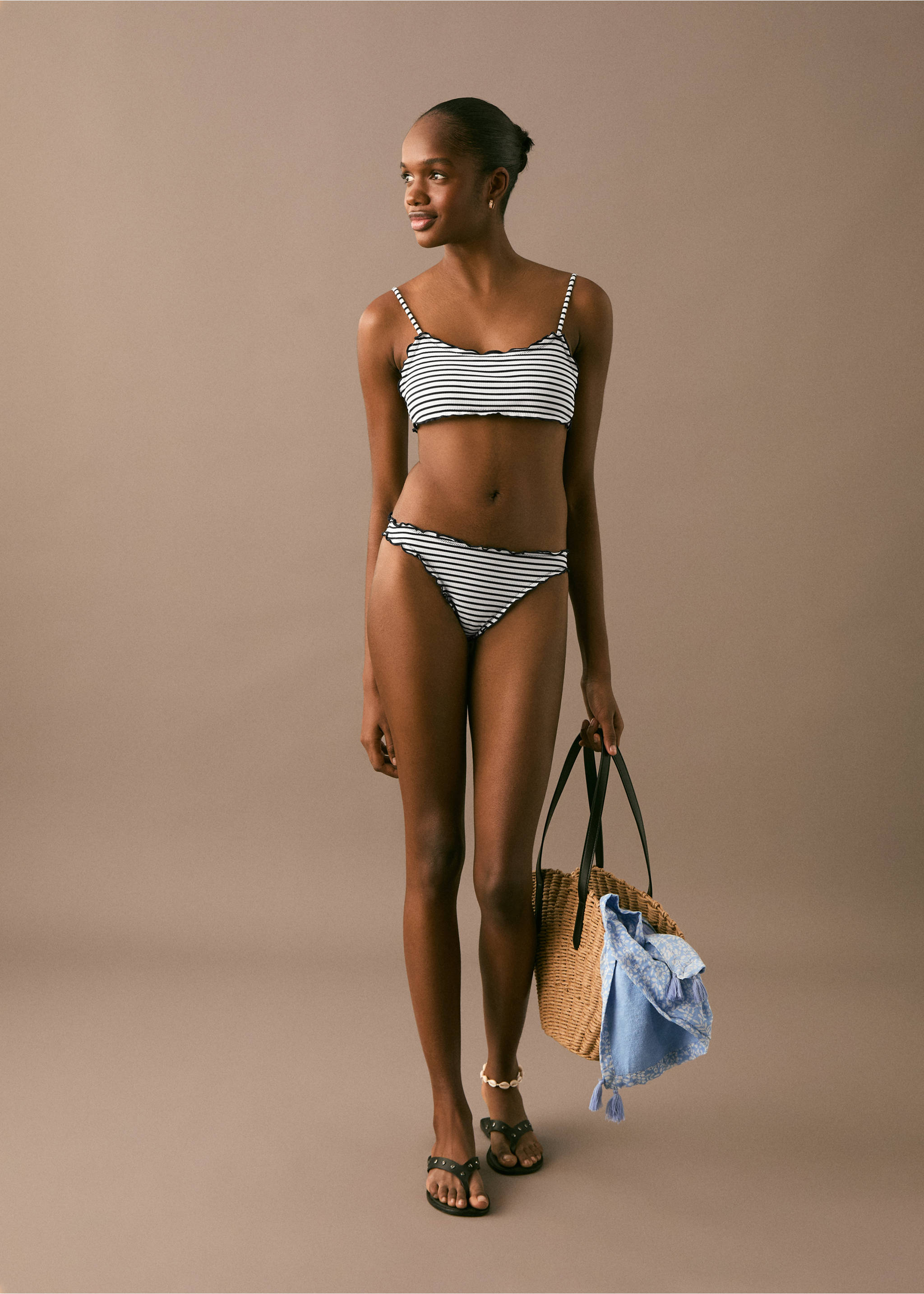 Striped bikini with trim - General plane, Off White. Ref: 87005767-00.