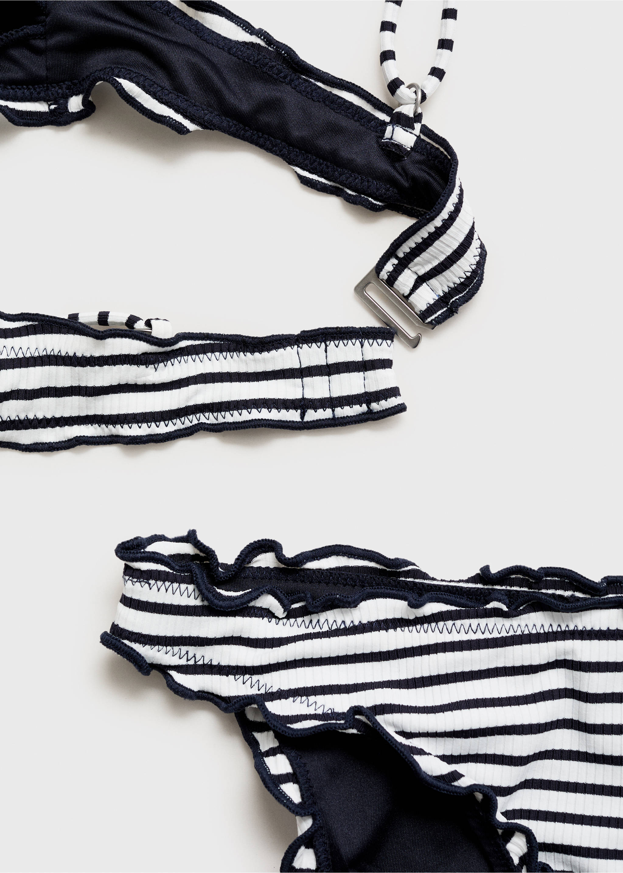 Striped bikini with trim - Details of the article 0, Off White. Ref: 87005767-00.