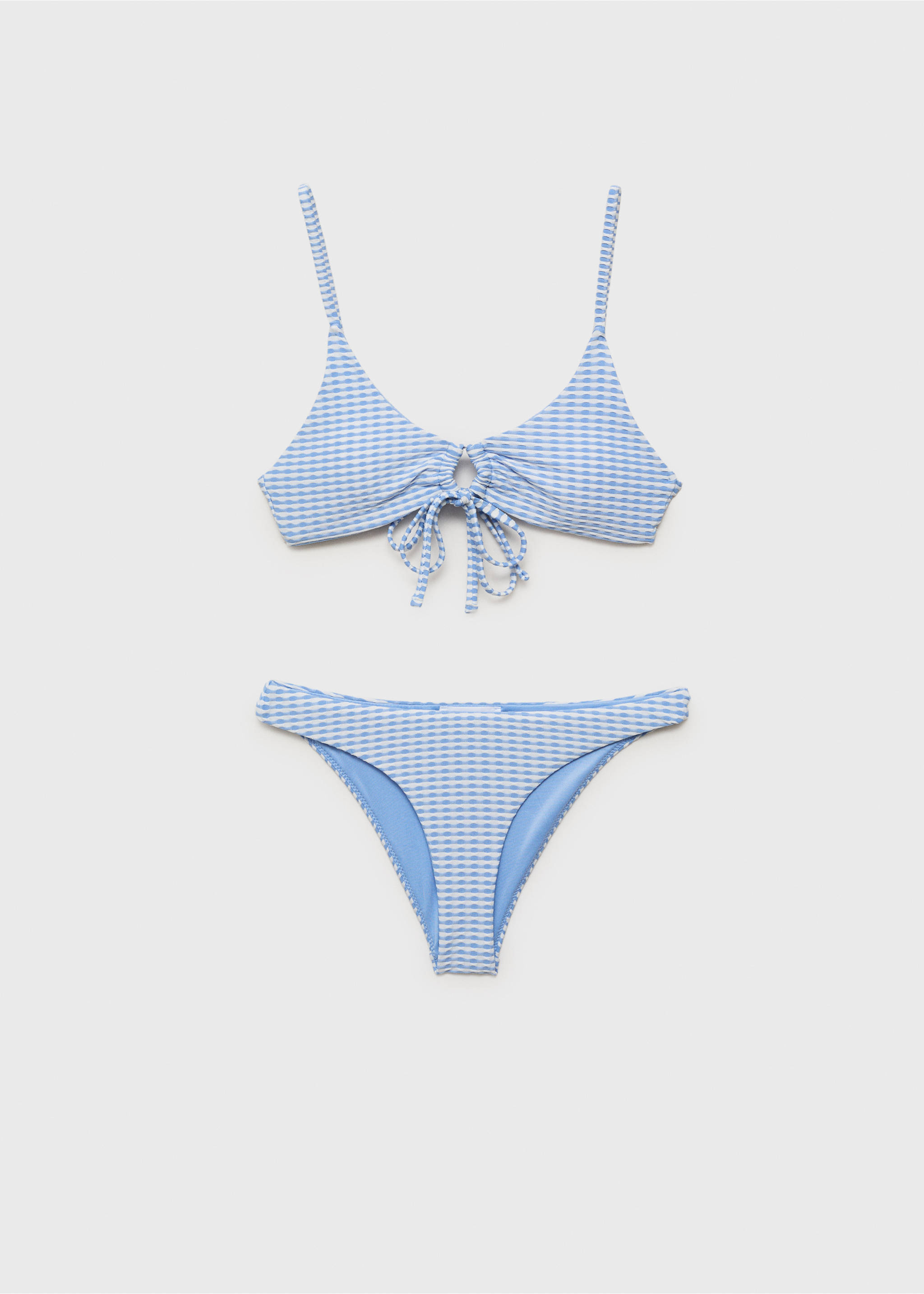 Bikini with textured bow - Article without model, Sky Blue. Ref: 87005768-00.