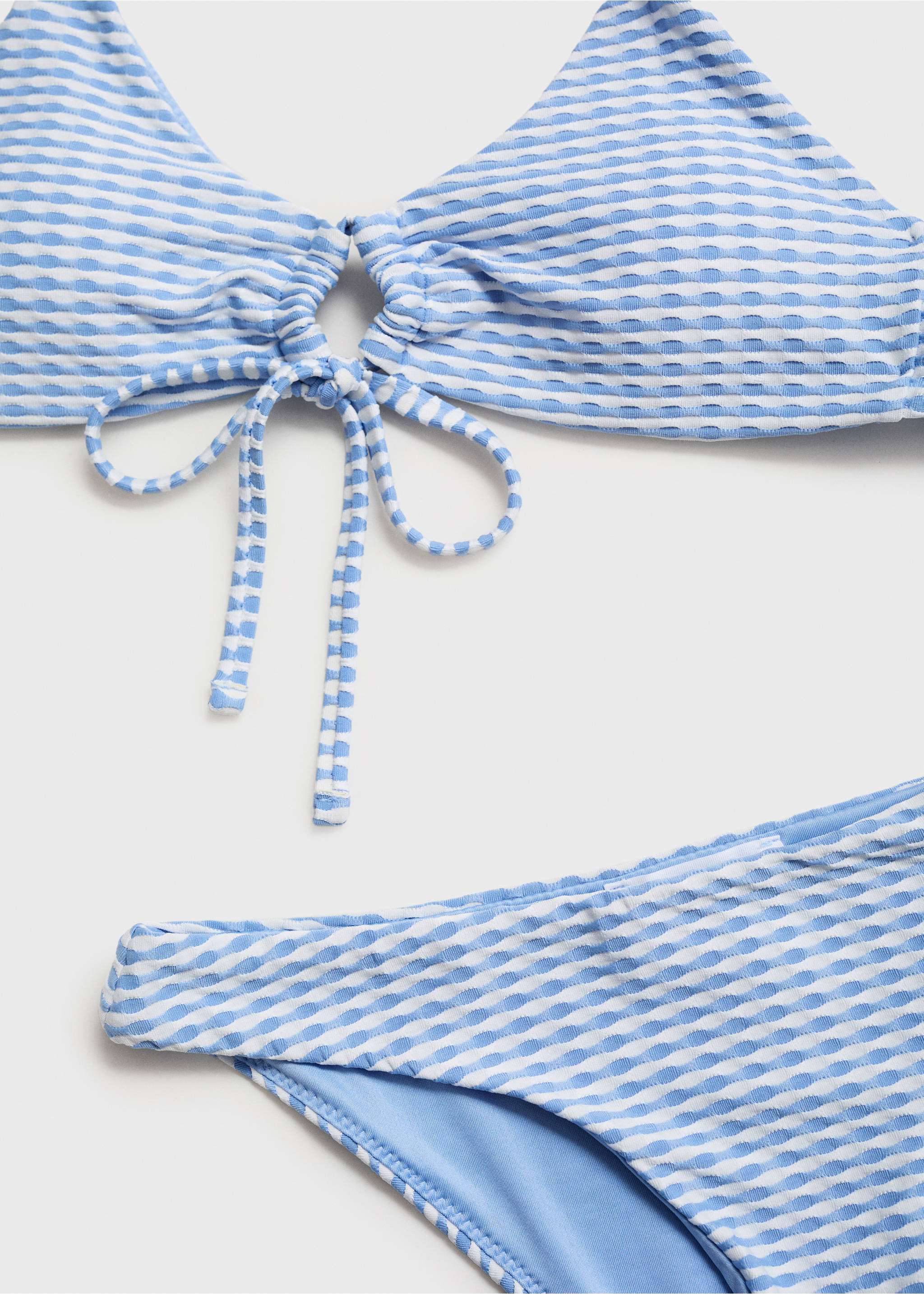Bikini with textured bow - Details of the article 0, Sky Blue. Ref: 87005768-00.