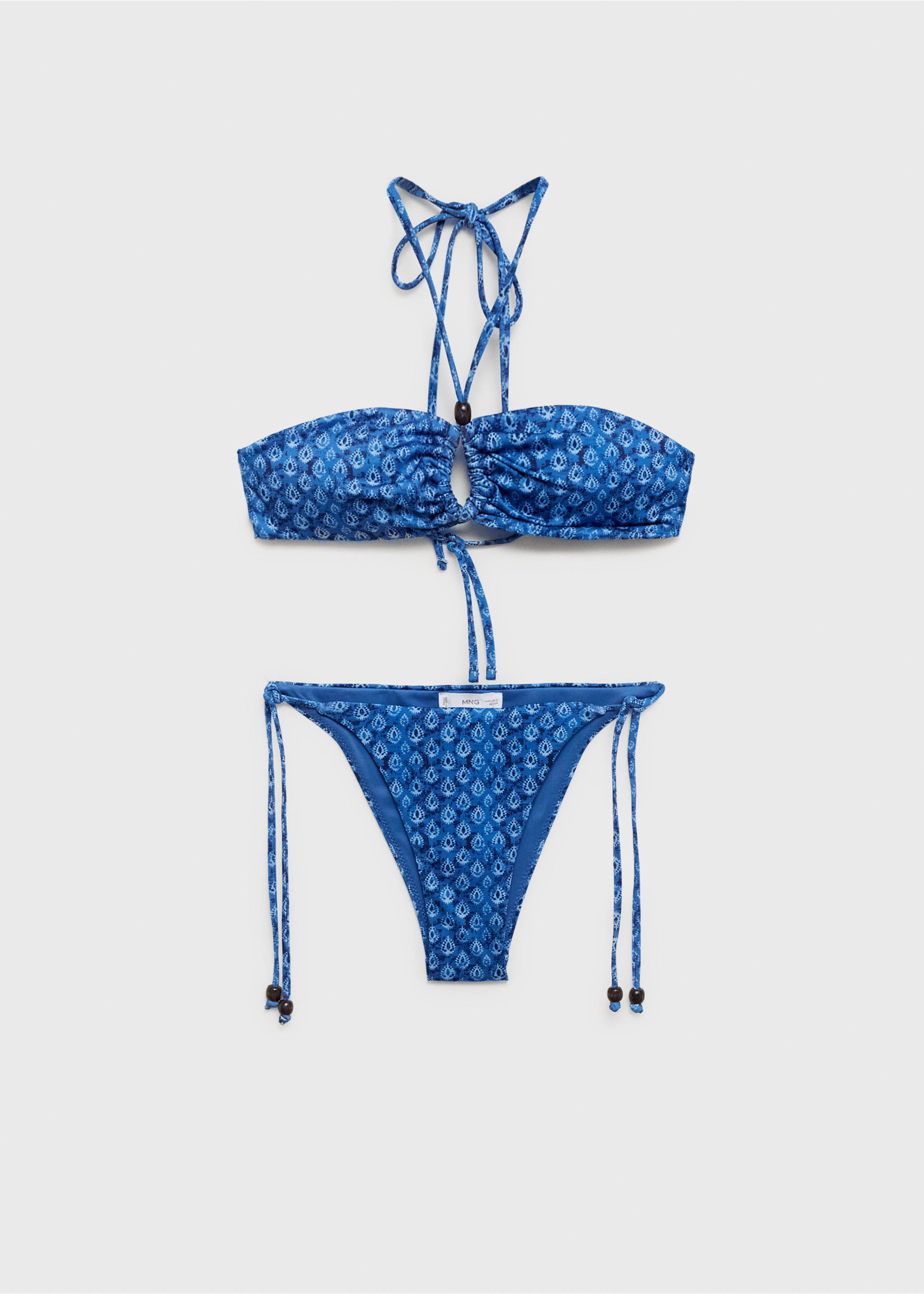 Gemusterter Bandeau-Bikini - Artikel ohne Model, Dunkles Marineblau. Ref: 87005769-00.